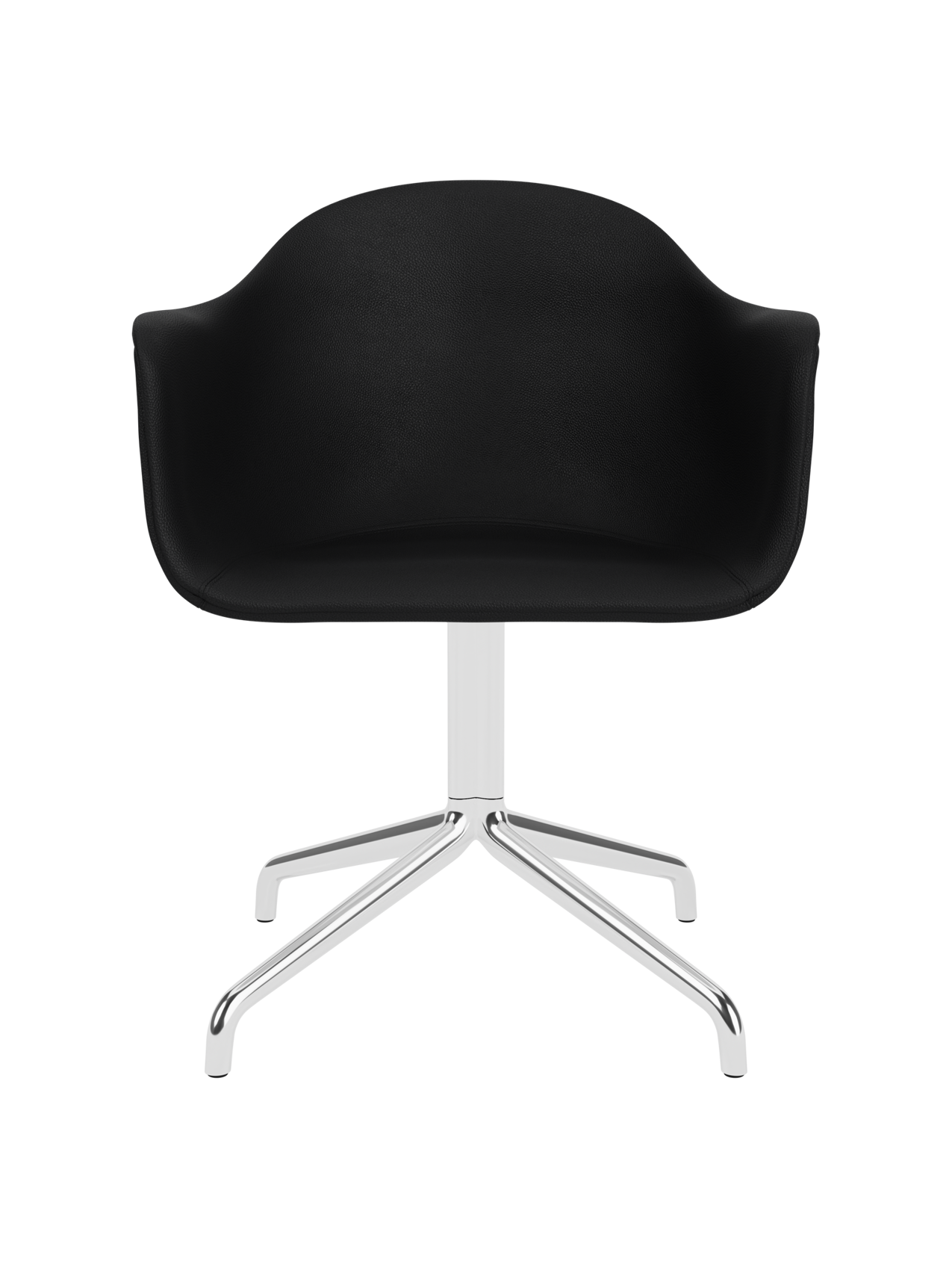 Chaise de salle à manger contemporaine rembourrée, piétement pivotant en aluminium poli, coque ergonomique pour salle à manger et bureau