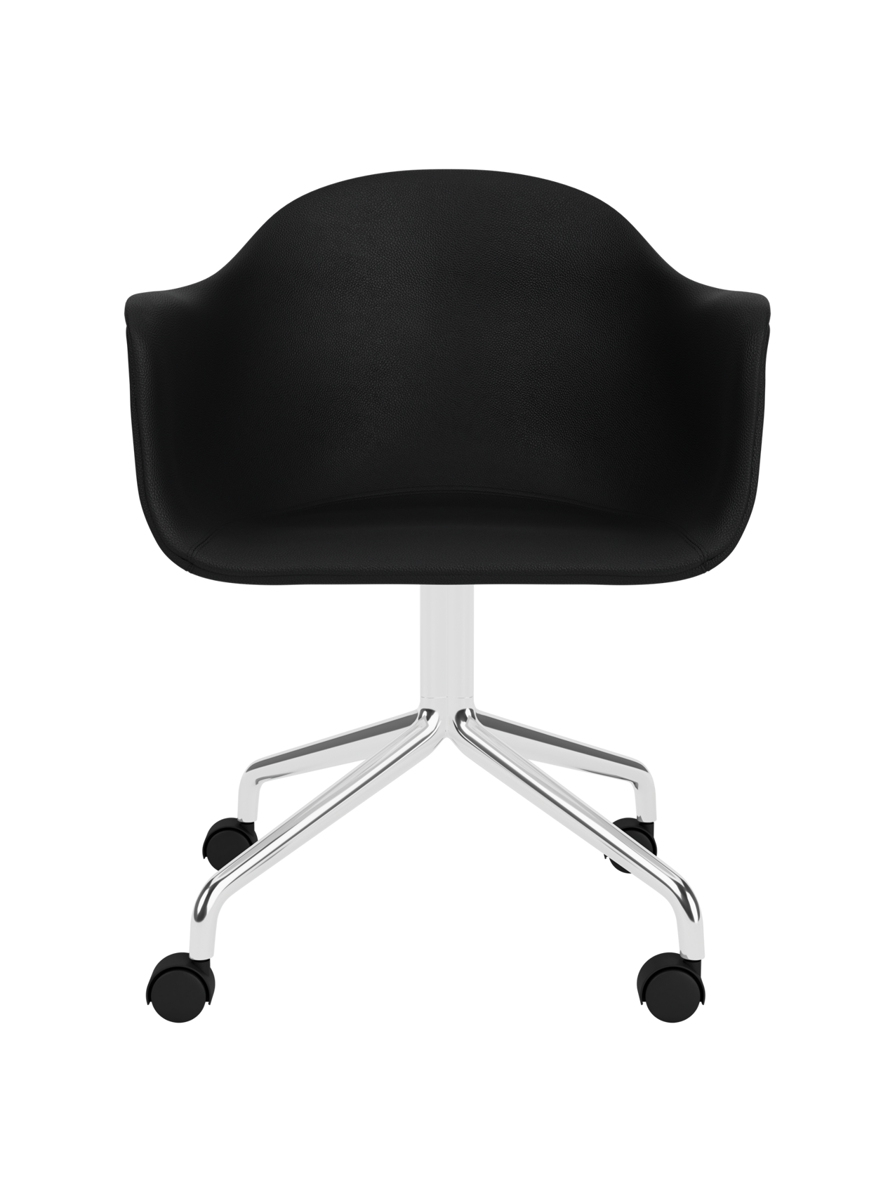 Chaise de salle à manger contemporaine rembourrée, piètement étoile pivotant en aluminium poli avec roulettes pour bureau et salle à manger