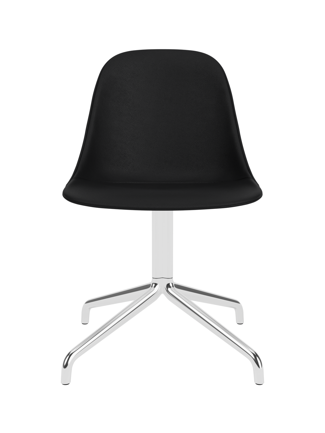 Chaise de salle à manger latérale contemporaine rembourrée avec base pivotante en aluminium poli pour salle à manger et bureau