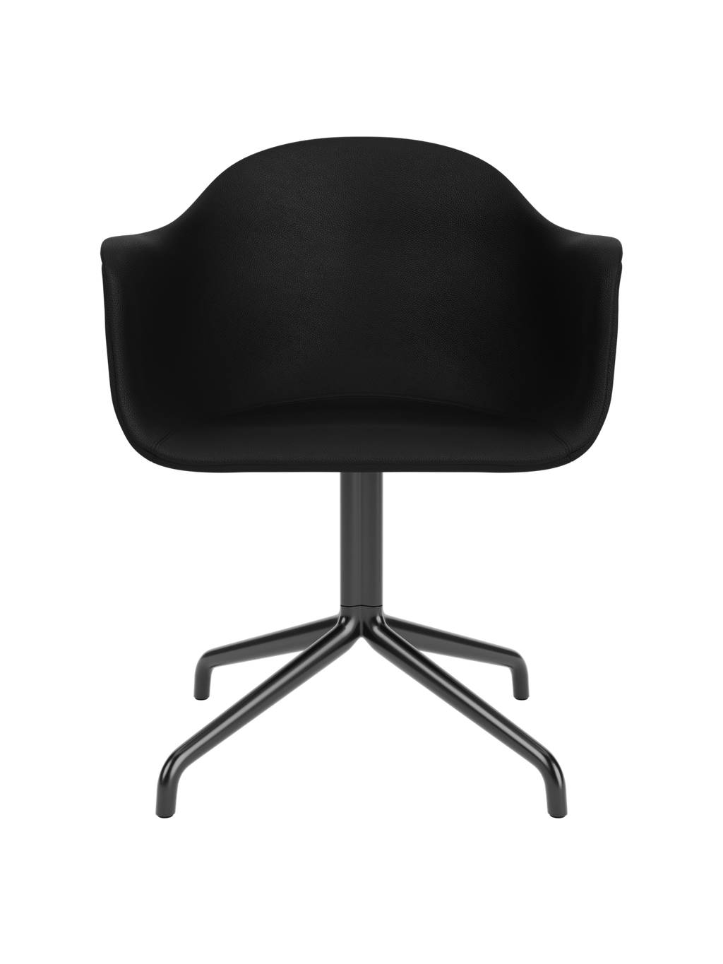 Chaise de salle à manger contemporaine rembourrée, piétement étoile pivotant noir, avec coque ergonomique, pour salle à manger et bureau