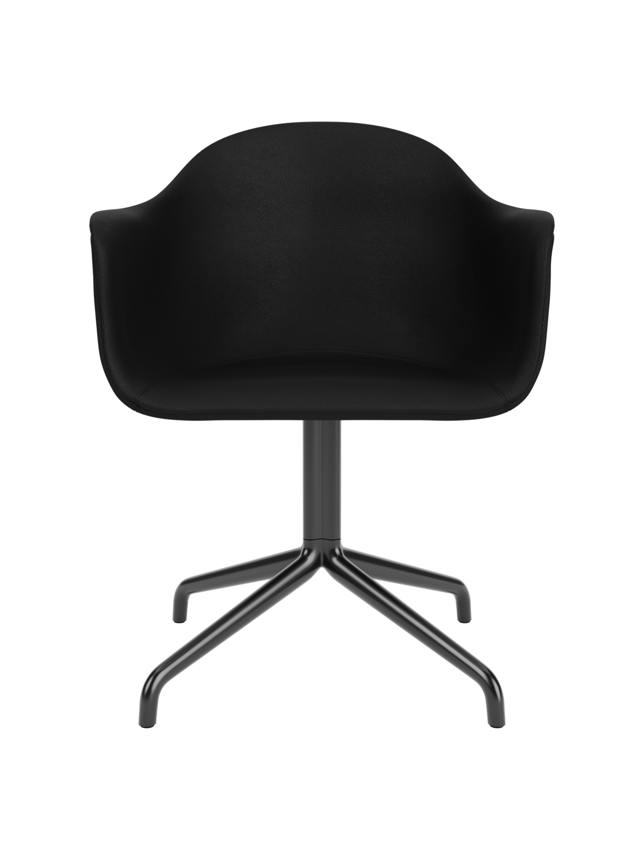 Chaise de salle à manger contemporaine rembourrée, piétement étoile pivotant noir, avec coque ergonomique, pour salle à manger et bureau
