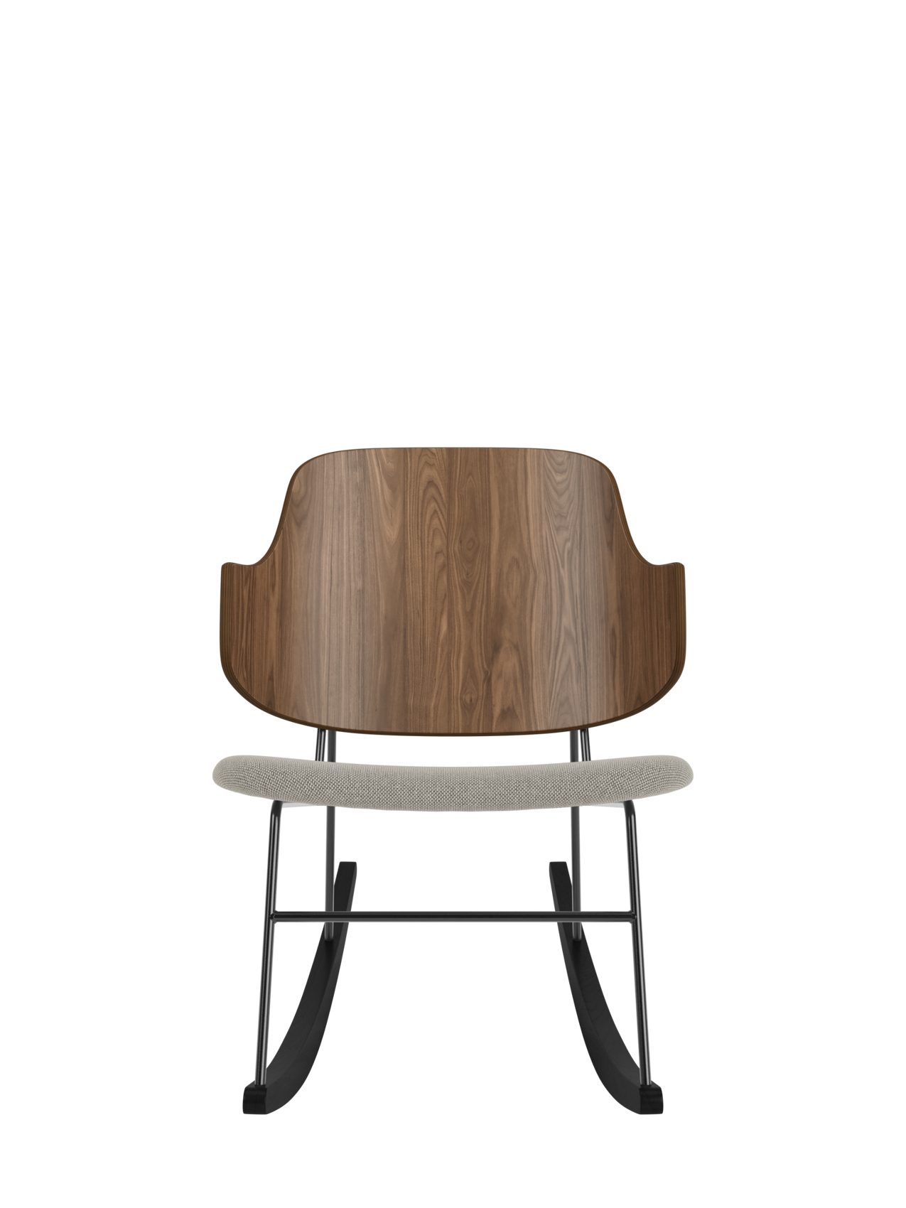 Fauteuil à bascule en placage de chêne avec cadre en acier pour salon et chambre