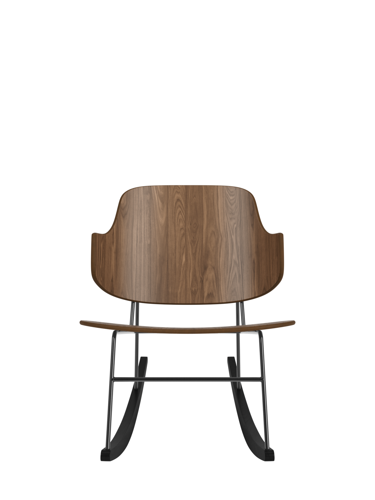 Fauteuil à bascule en placage de chêne avec cadre en acier pour salon et chambre