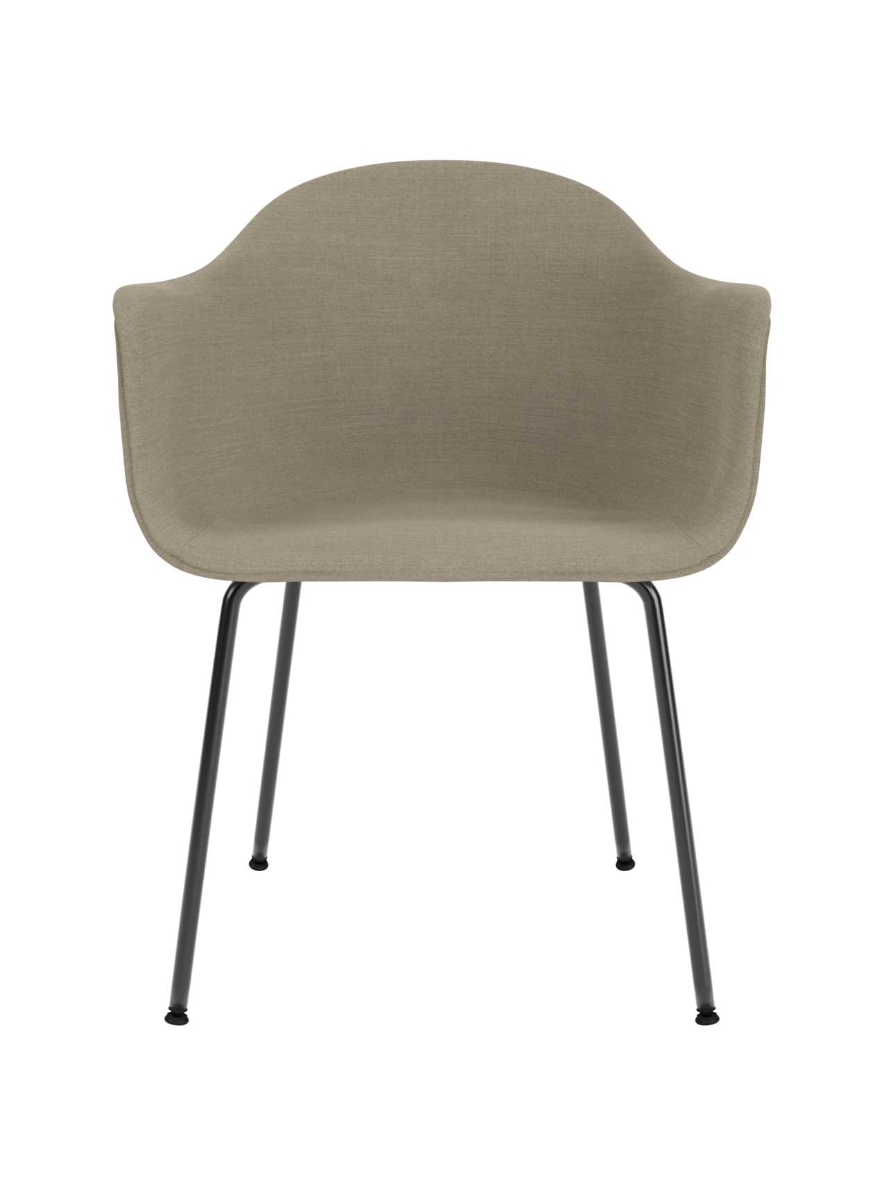 Chaise de salle à manger contemporaine rembourrée, piètement en acier noir avec dossier haut ergonomique pour salle à manger et bureau.