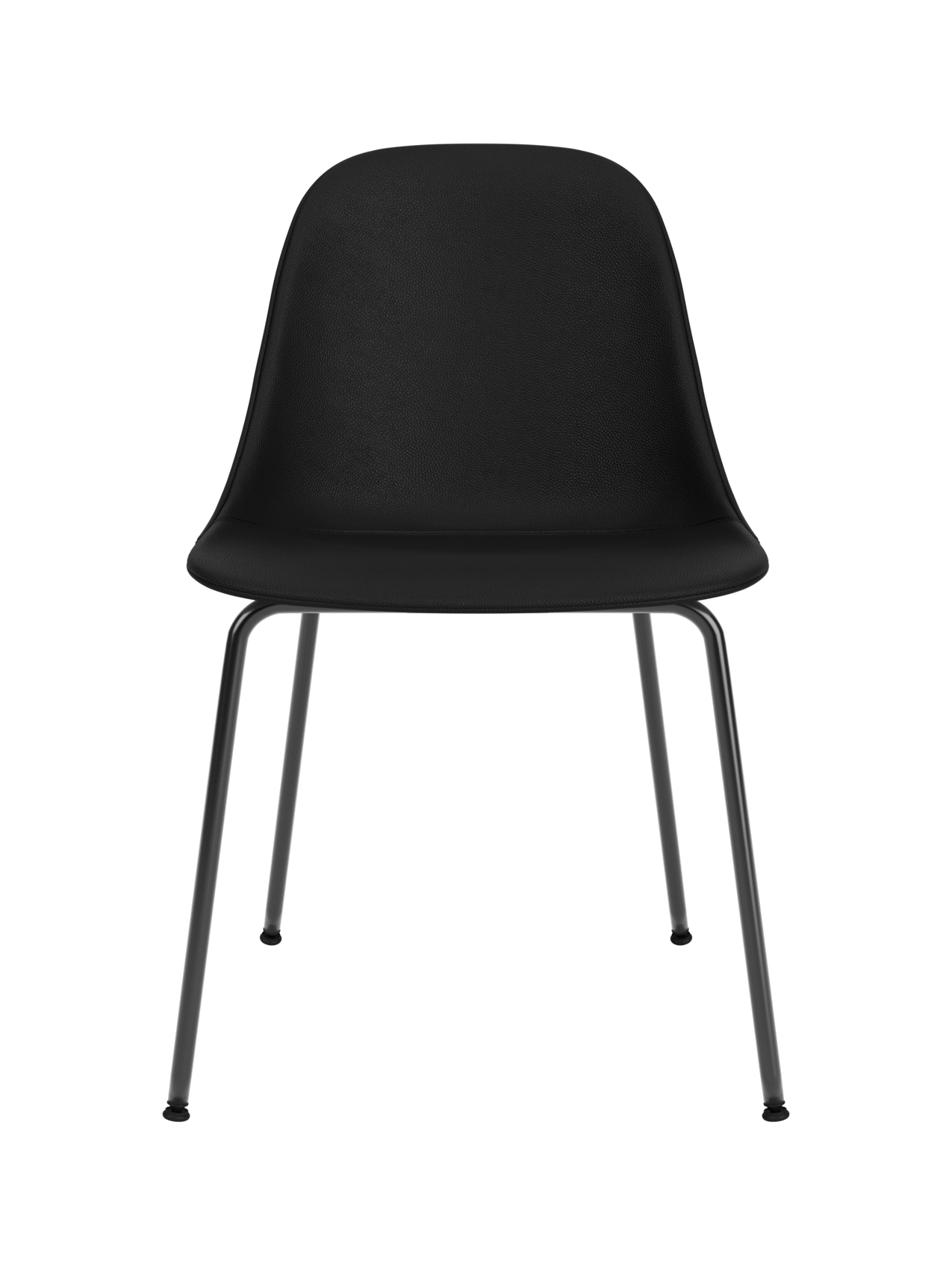 Chaise de salle à manger contemporaine rembourrée, piètement en acier noir avec coque compacte, pour salle à manger et bureau