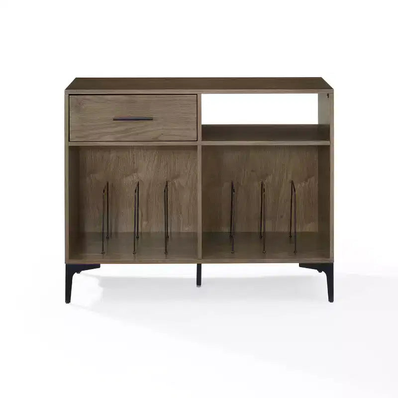 Meuble console de rangement pour disques Sydney 40" Noyer : Range-vinyles, meuble média avec étagères ouvertes