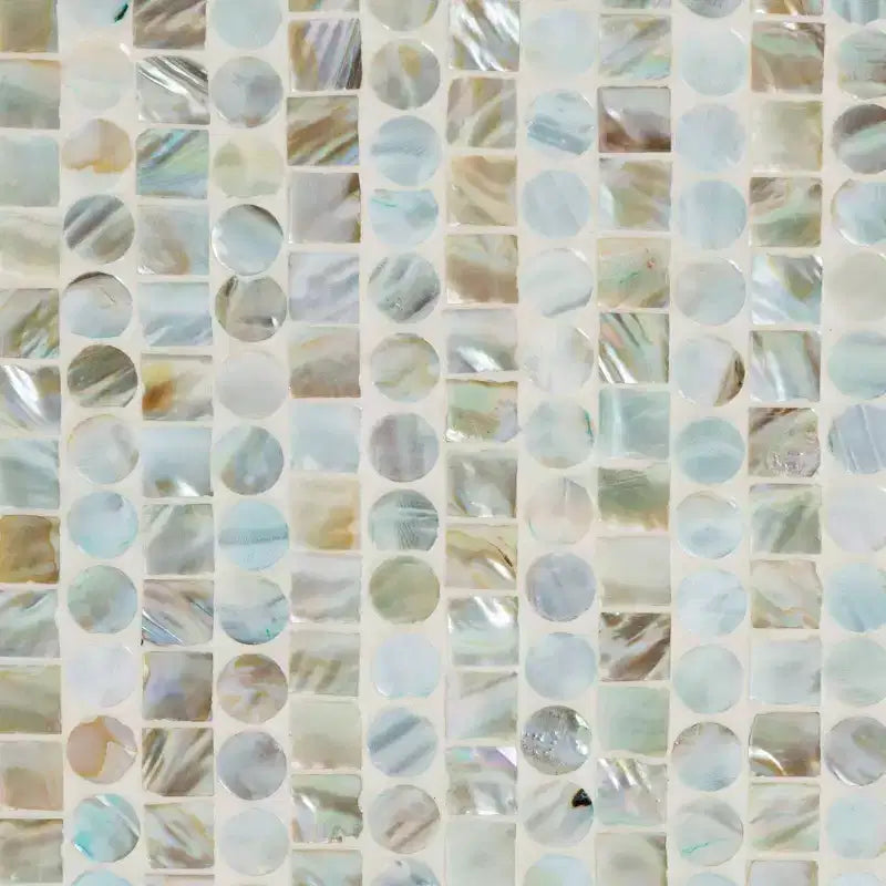 Quintus Meuble de rangement Nacre et Métal Mosaïque/Blanc/Doré : Accent Élégant, Étagères Fixes, Aucun Assemblage Requis