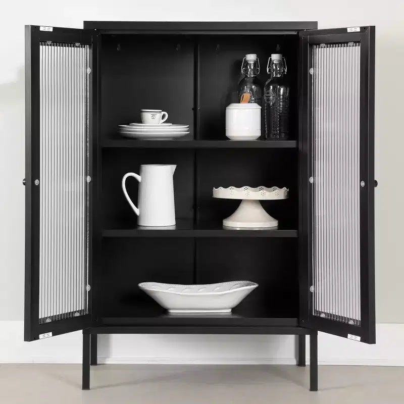 Meuble de rangement décoratif noir de 21,5 po de large : Cadre en métal, 3 tablettes, assemblage par un adulte requis