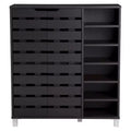 Shirley Modern and Contemporary Wood 2-Door Shoe Cabinet with Open Shelves - Dark Brown - Baxton Studio: Espresso Finish, Metal Frame, 10 Compartments