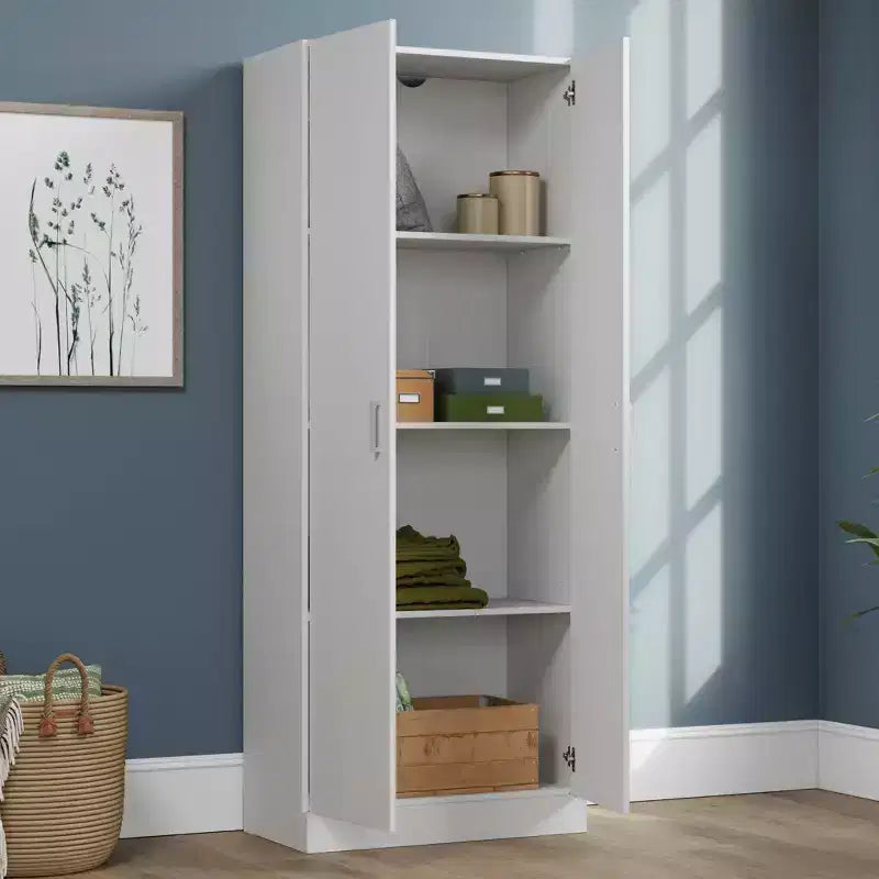 Armoire de rangement blanche à 2 portes