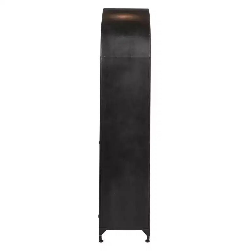 Meuble de Rangement Décoratif Noir 193 cm de Haut avec Arc: Cadre en Fer, Surface en Verre, Étagères Fixes