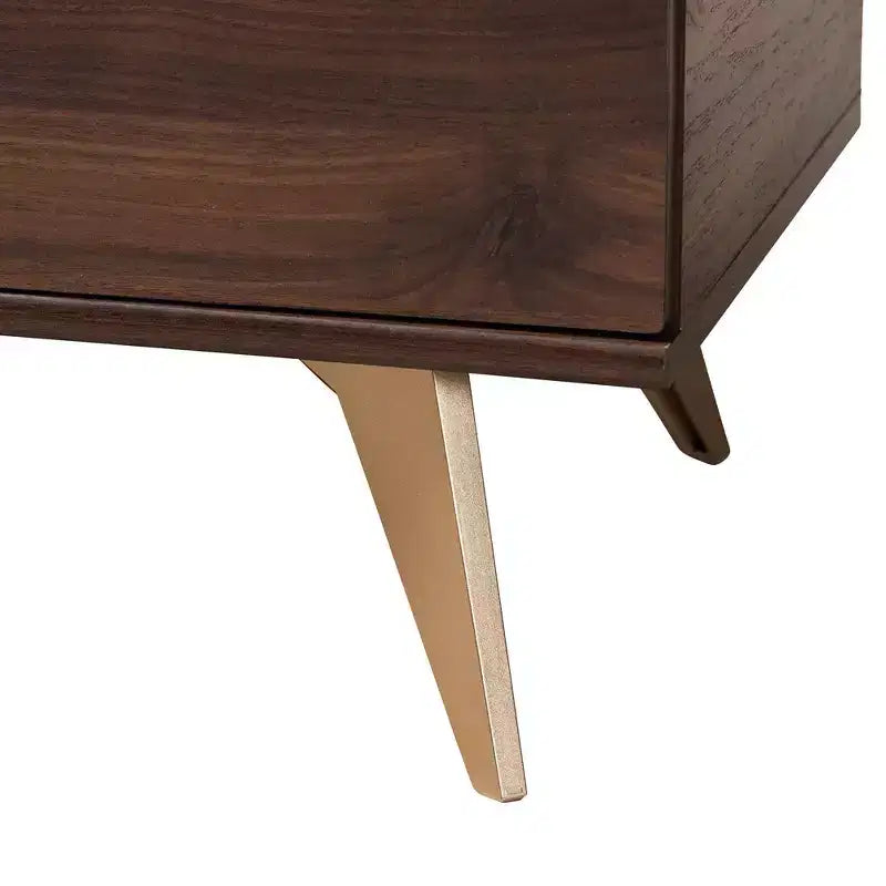 Meuble à Chaussures en Bois Noyer/Or - : Design Mid-Century, 6 Étagères, Organise 18 Paires