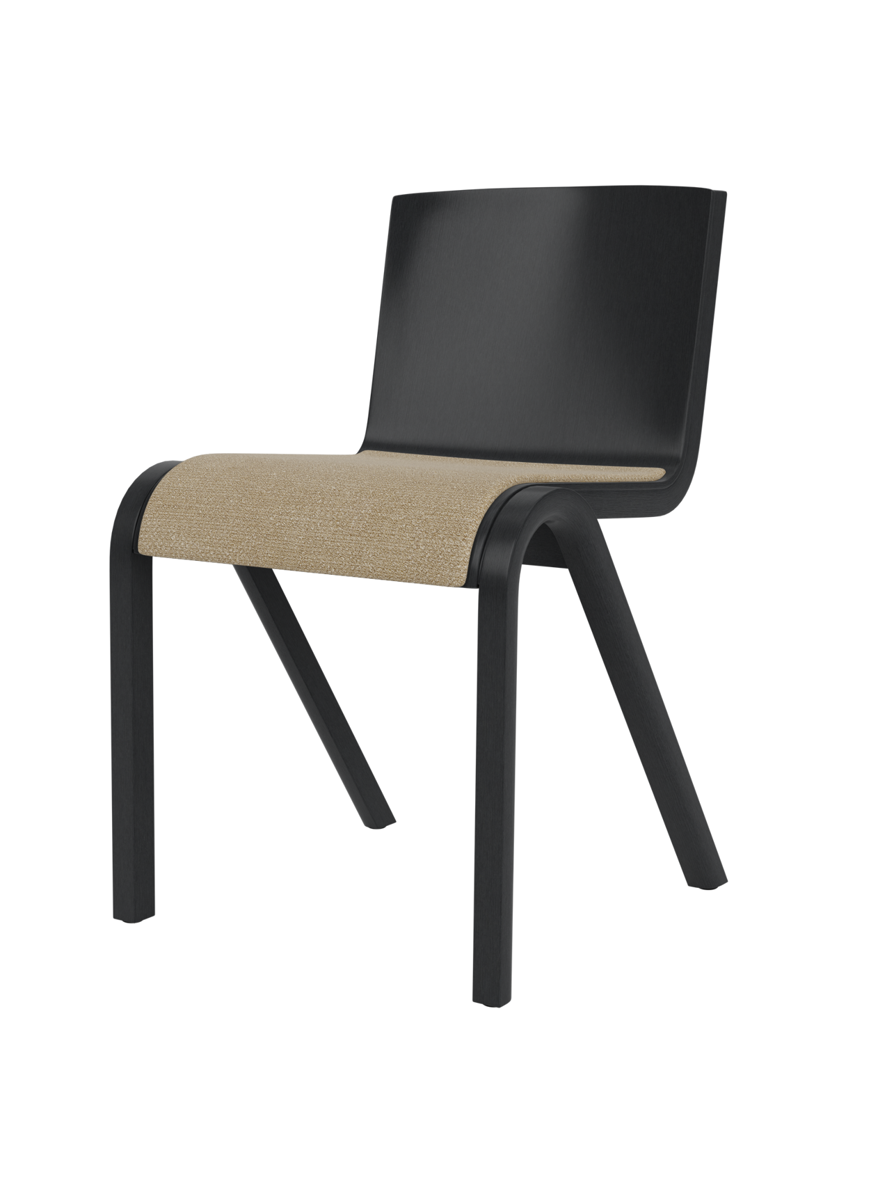 Chaise de salle à manger en placage de chêne scandinave avec assise rembourrée et design empilable en porte-à-faux pour salle à manger