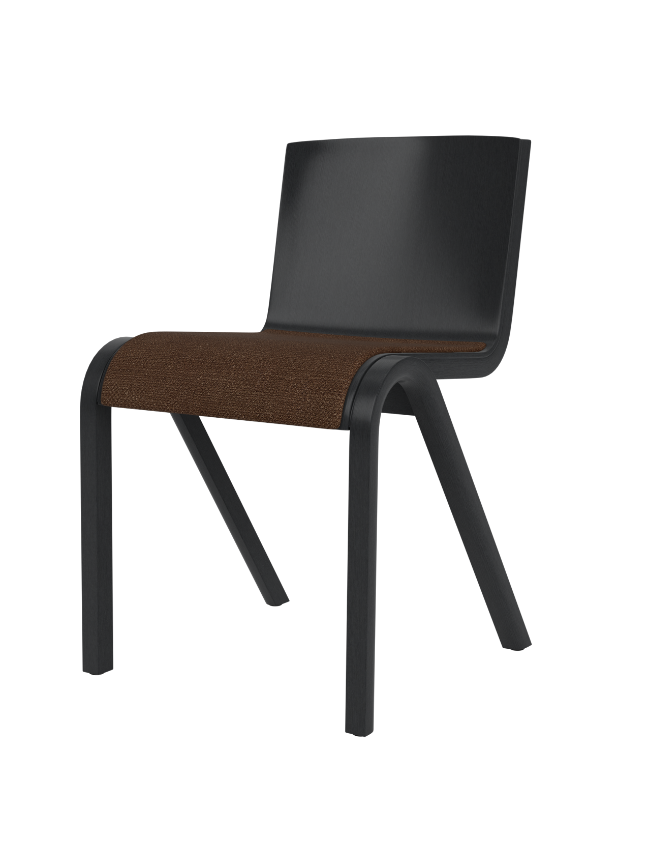Chaise de salle à manger en placage de chêne scandinave avec assise rembourrée et design empilable en porte-à-faux pour salle à manger