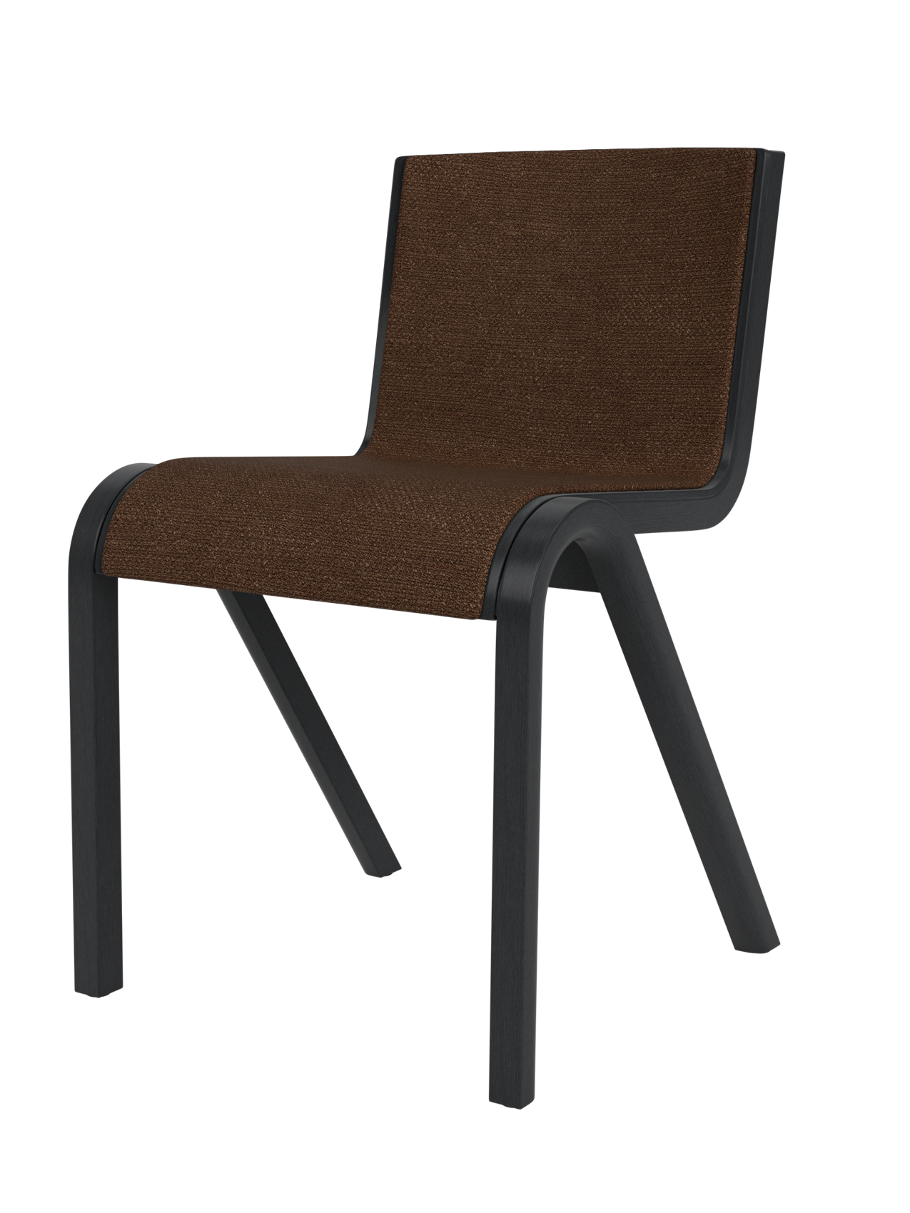 Chaise de salle à manger en placage de chêne scandinave, rembourrée à l'avant, avec conception en porte-à-faux empilable pour salle à manger