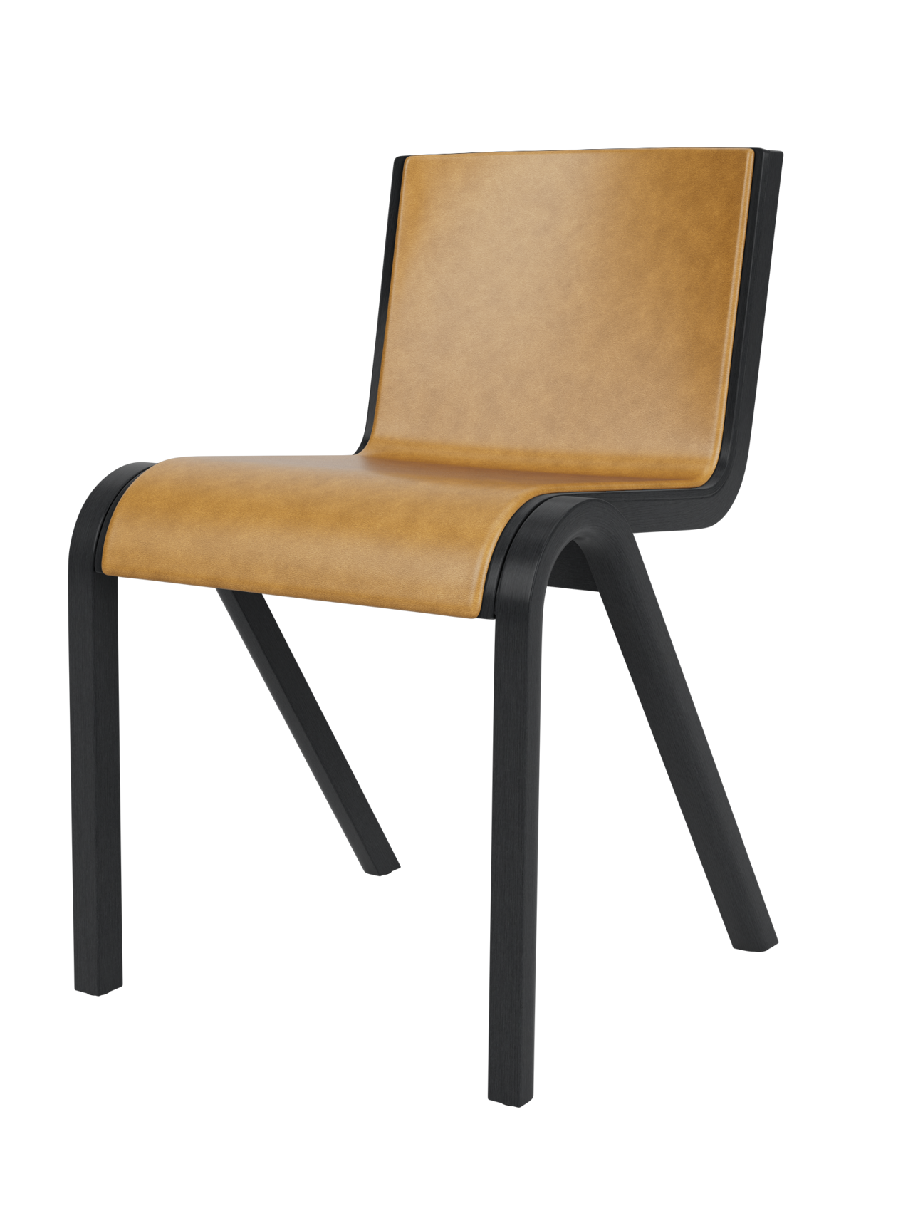Chaise de salle à manger en placage de chêne scandinave, rembourrée à l'avant, avec conception en porte-à-faux empilable pour salle à manger