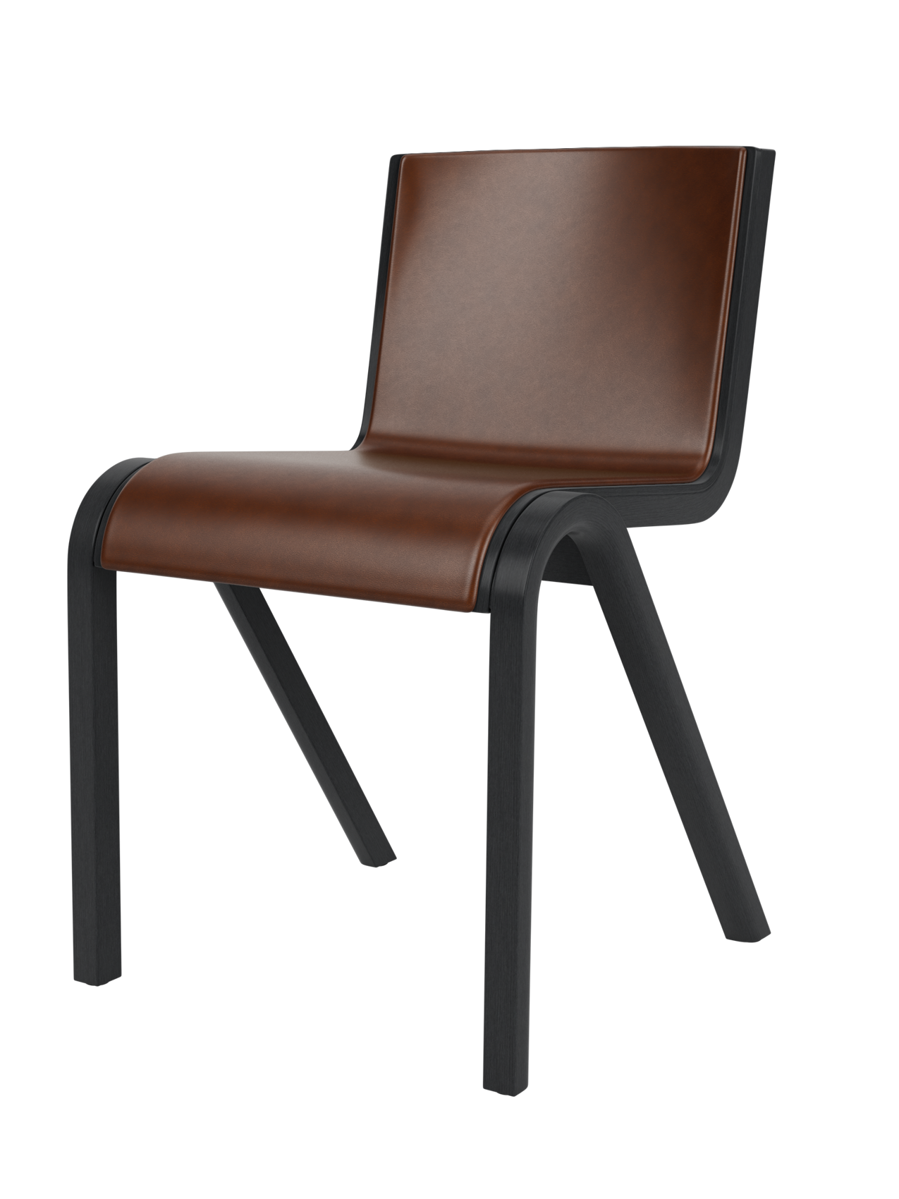 Chaise de salle à manger en placage de chêne scandinave, rembourrée à l'avant, avec conception en porte-à-faux empilable pour salle à manger