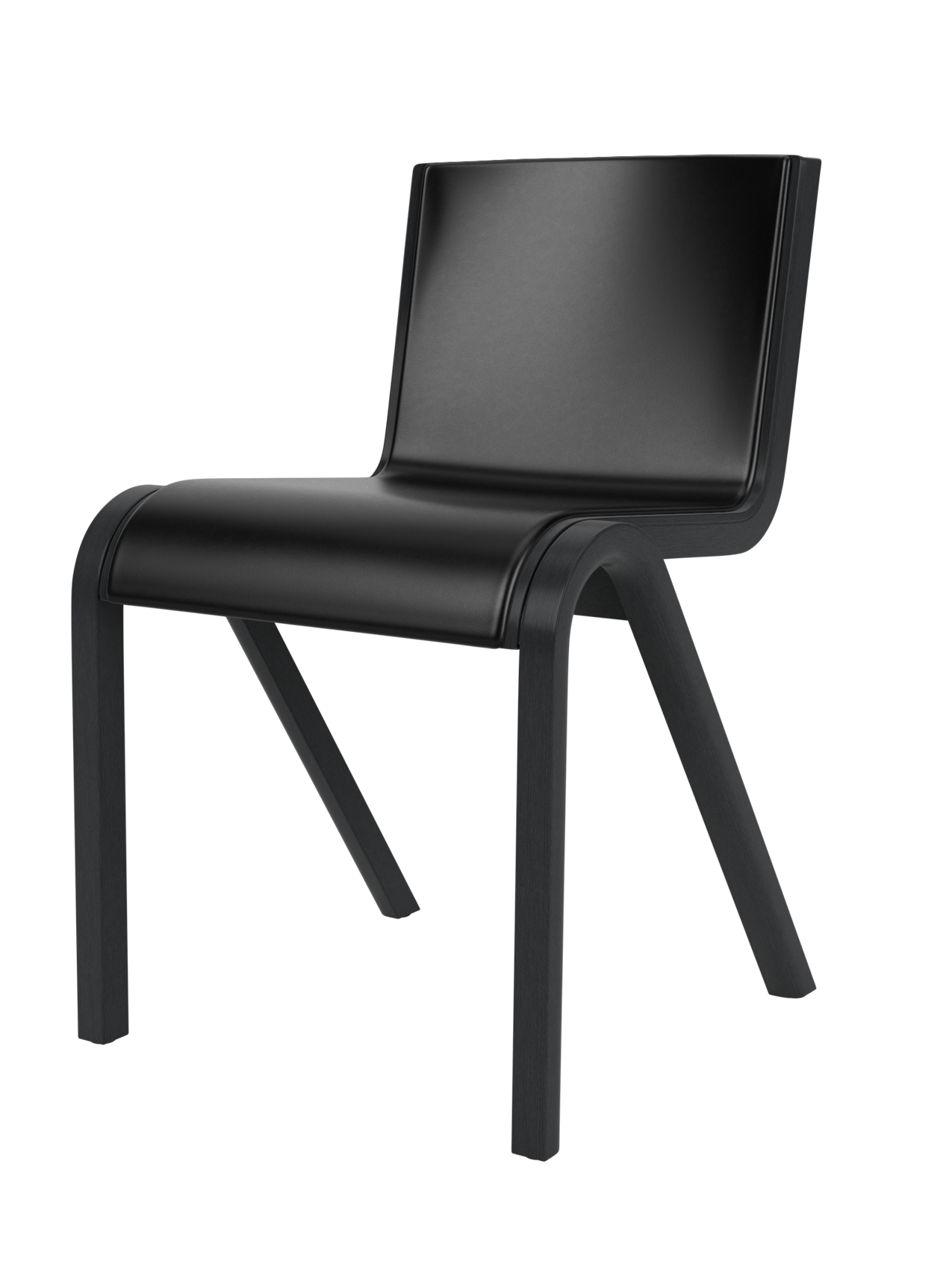 Chaise de salle à manger en placage de chêne scandinave, rembourrée à l'avant, avec conception en porte-à-faux empilable pour salle à manger