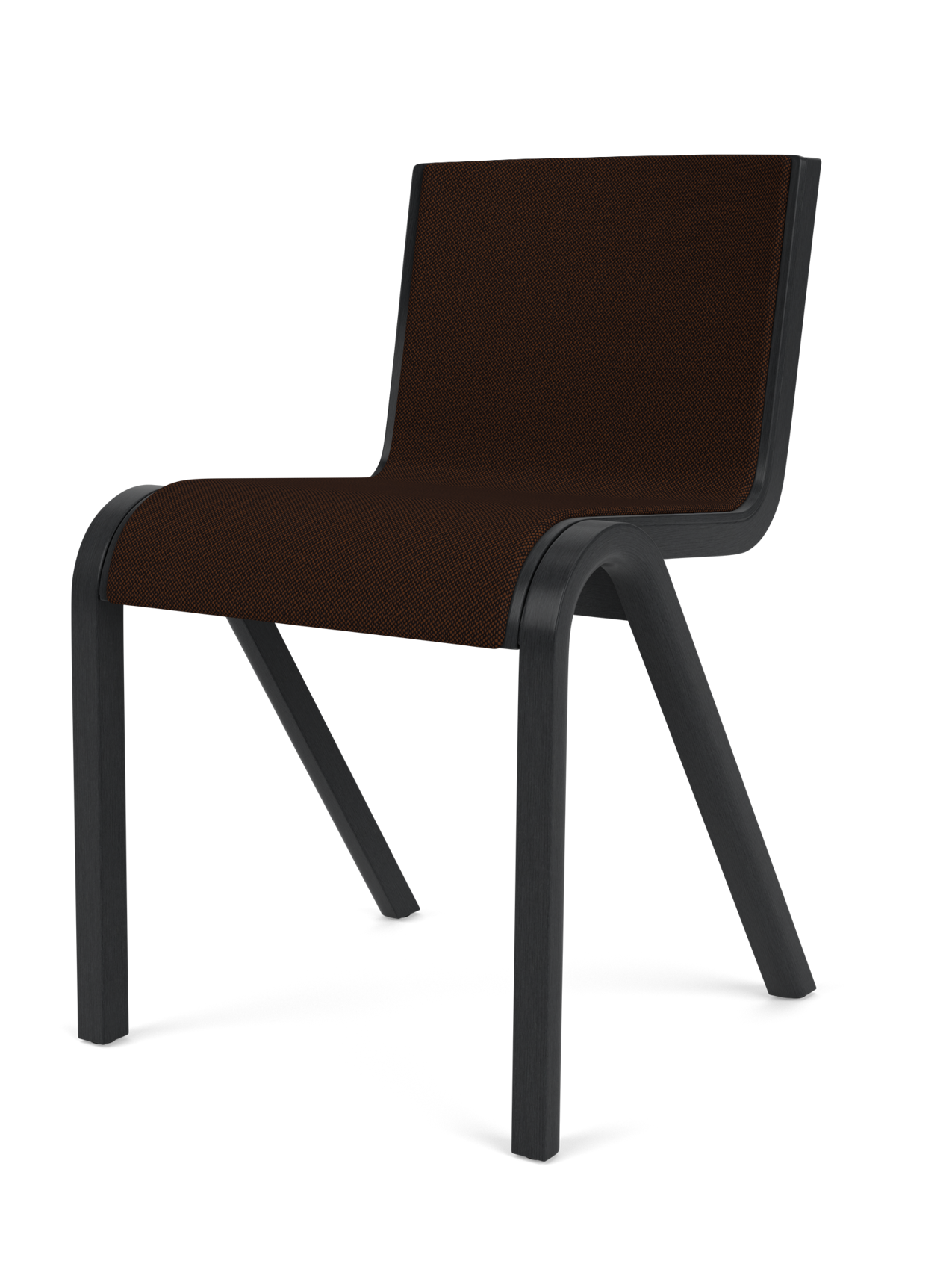 Chaise de salle à manger en placage de chêne scandinave, rembourrée à l'avant, avec conception en porte-à-faux empilable pour salle à manger