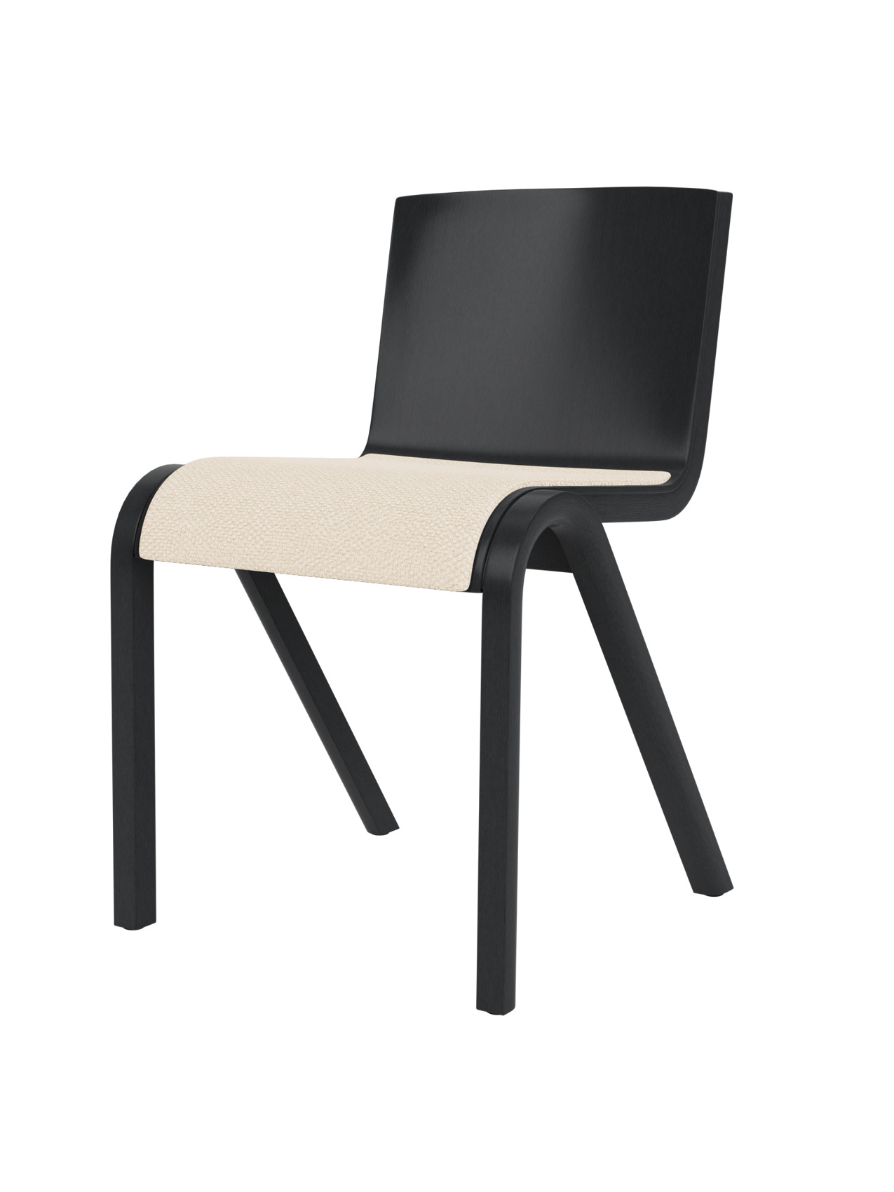 Chaise de salle à manger en placage de chêne scandinave avec assise rembourrée et design empilable en porte-à-faux pour salle à manger