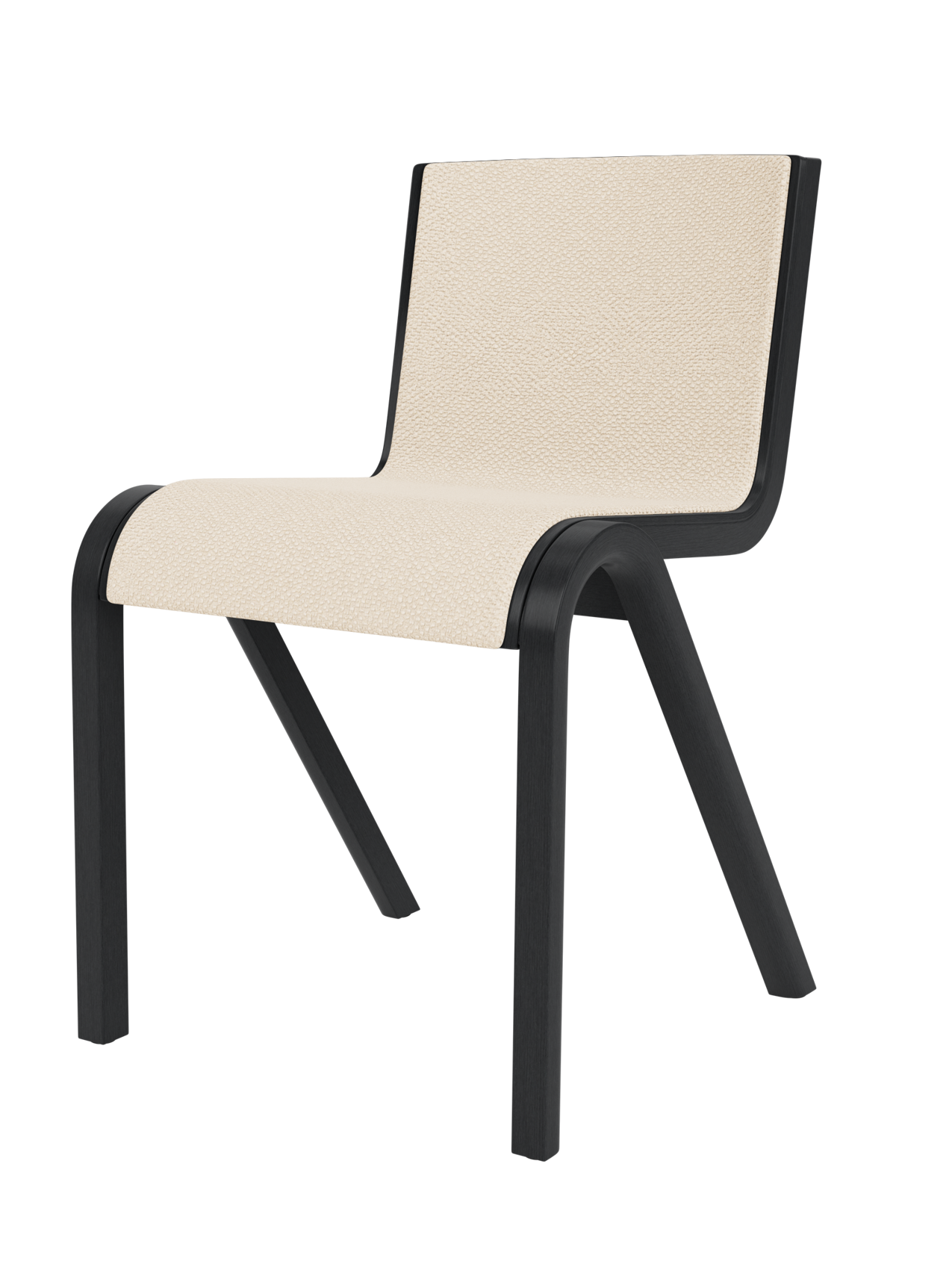 Chaise de salle à manger en placage de chêne scandinave, rembourrée à l'avant, avec conception en porte-à-faux empilable pour salle à manger