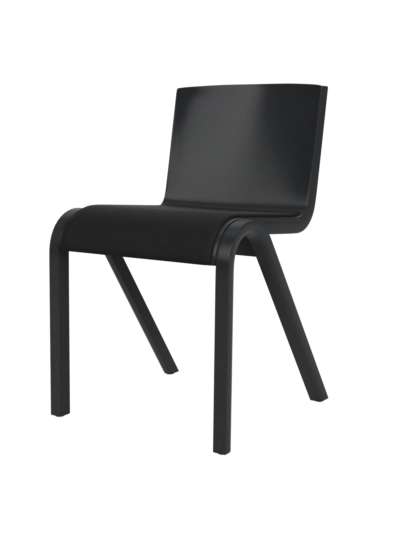 Chaise de salle à manger en placage de chêne scandinave avec assise rembourrée et design empilable en porte-à-faux pour salle à manger