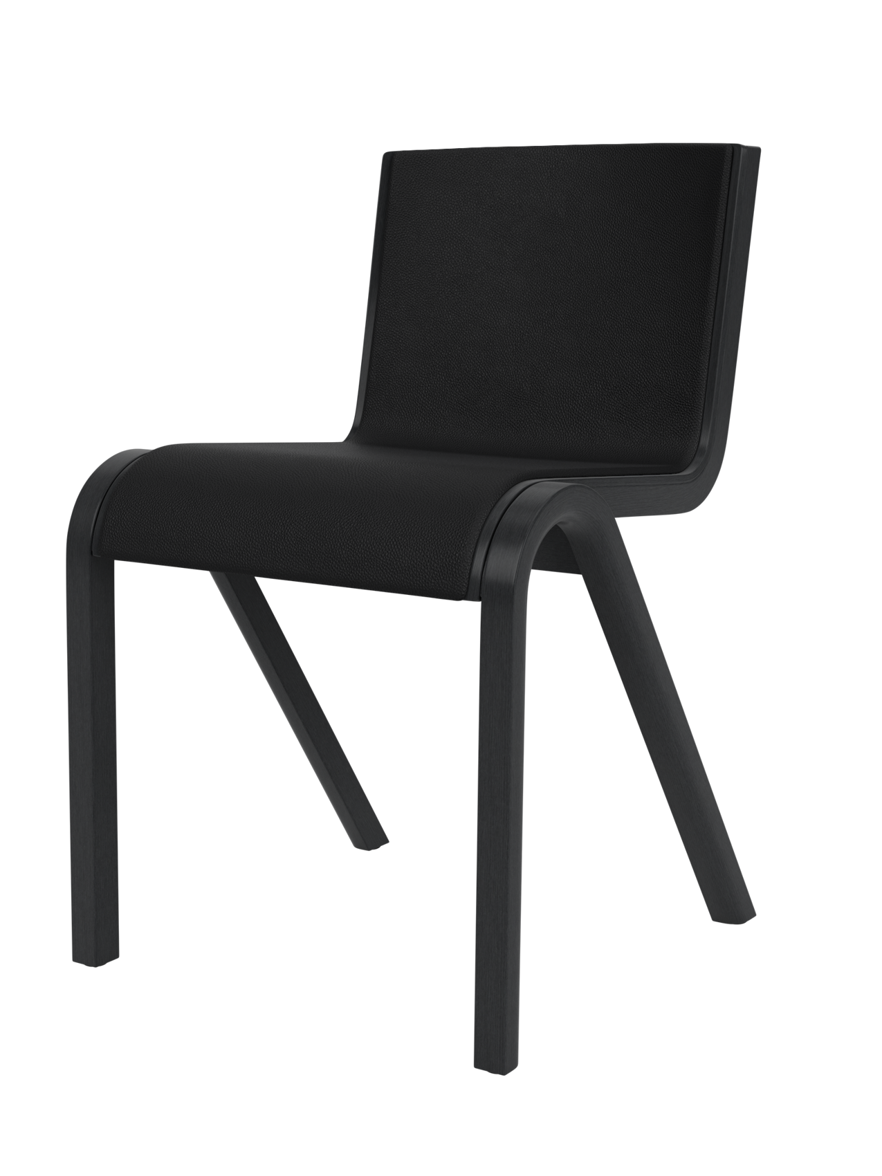 Chaise de salle à manger en placage de chêne scandinave, rembourrée à l'avant, avec conception en porte-à-faux empilable pour salle à manger