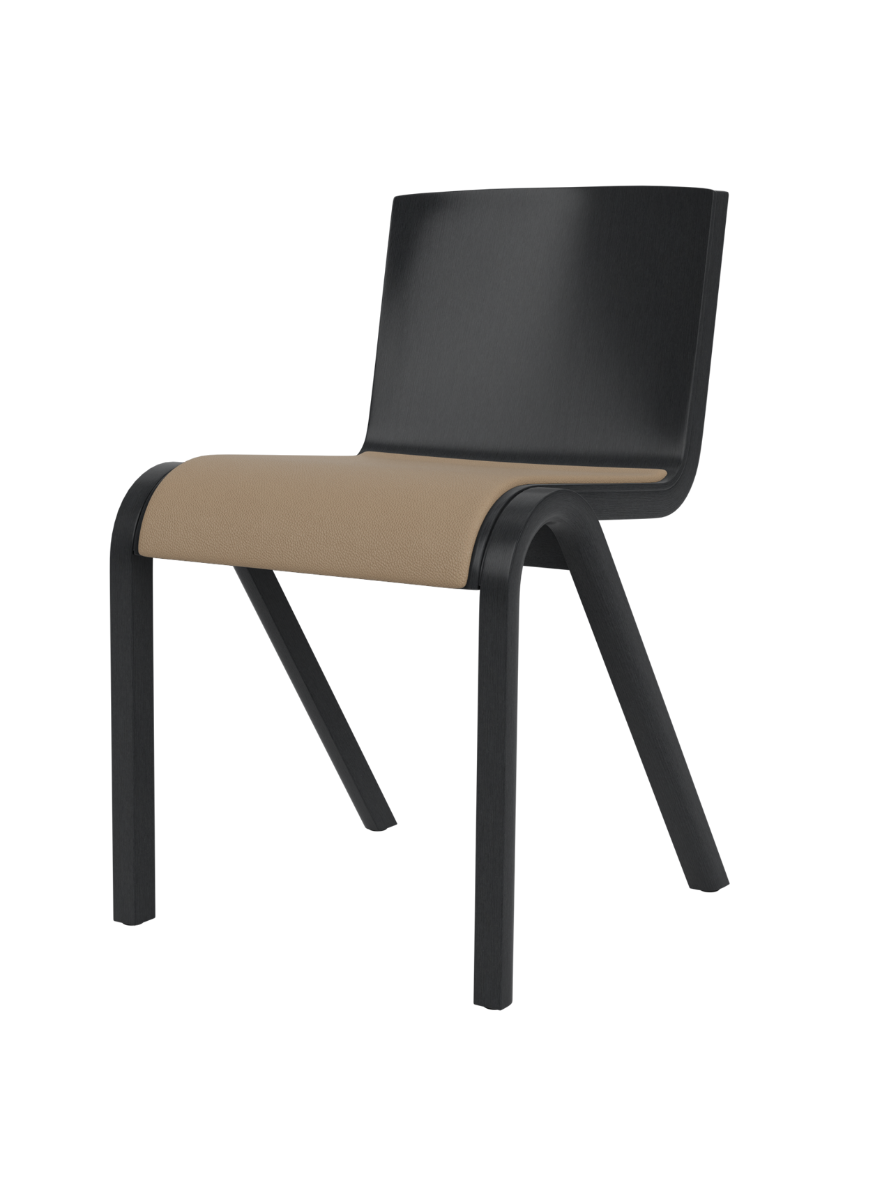 Chaise de salle à manger en placage de chêne scandinave avec assise rembourrée et design empilable en porte-à-faux pour salle à manger
