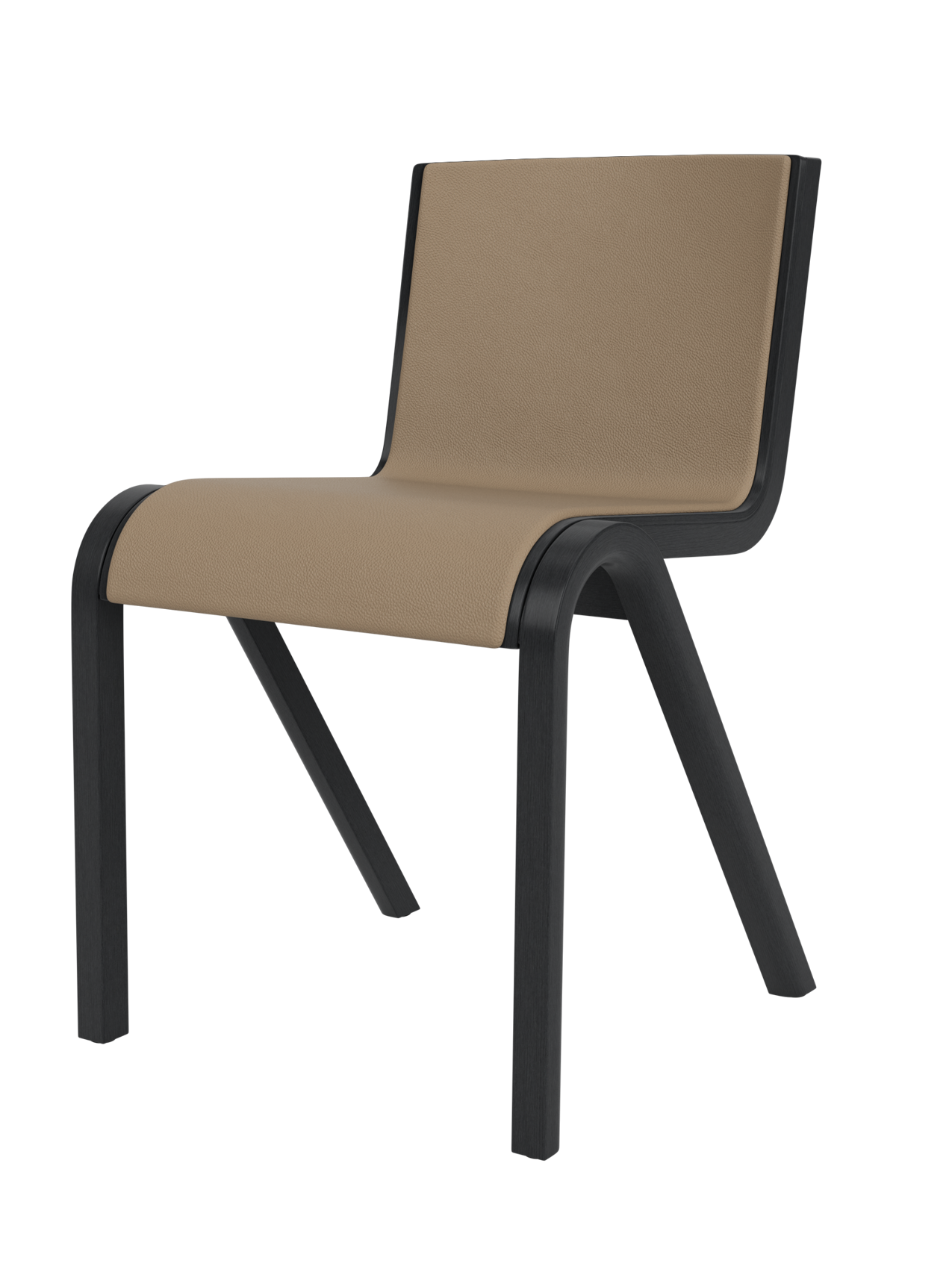 Chaise de salle à manger en placage de chêne scandinave, rembourrée à l'avant, avec conception en porte-à-faux empilable pour salle à manger