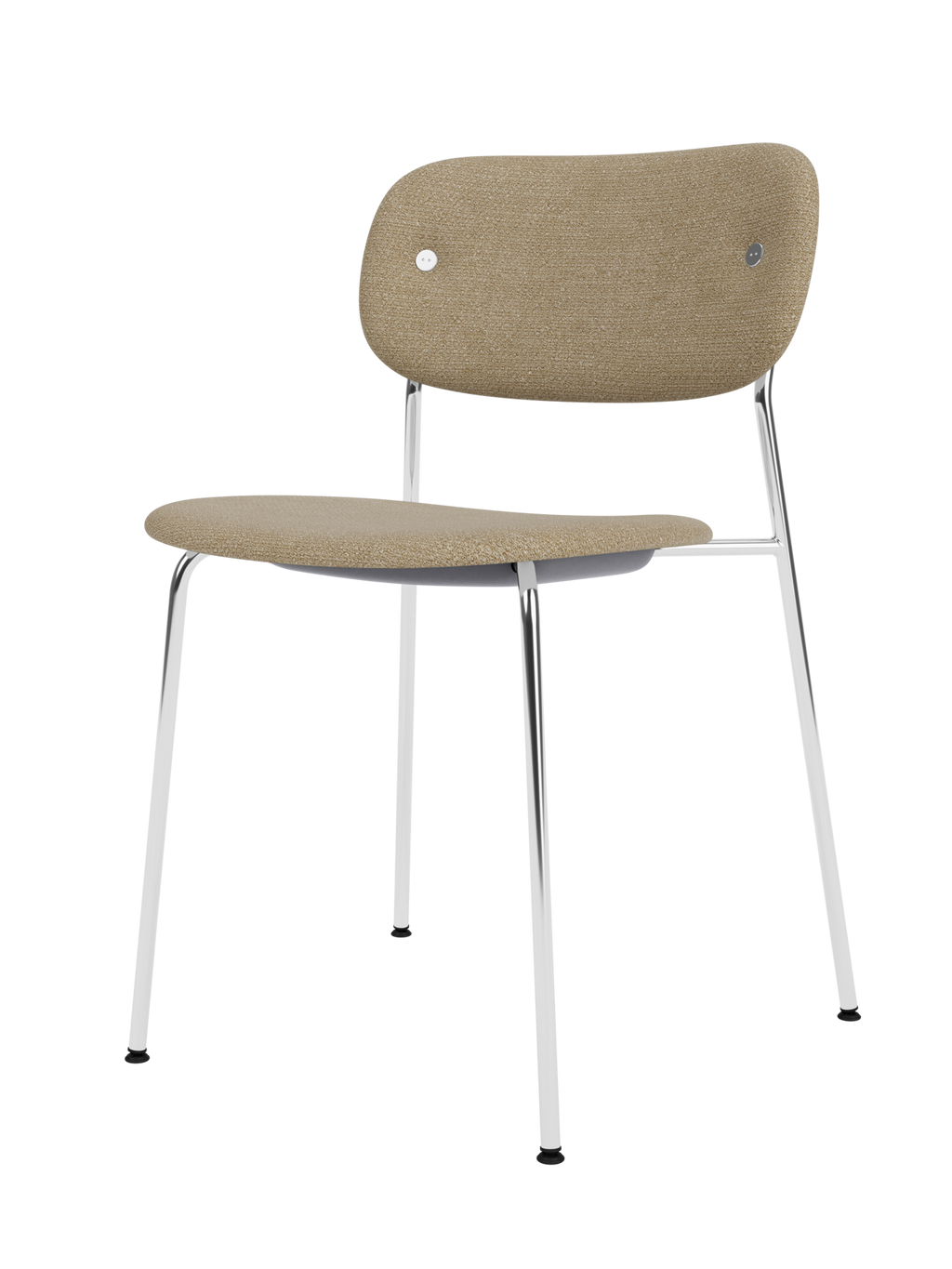 Chaise de salle à manger contemporaine entièrement rembourrée Piètement chromé avec assise et dossier rembourrés