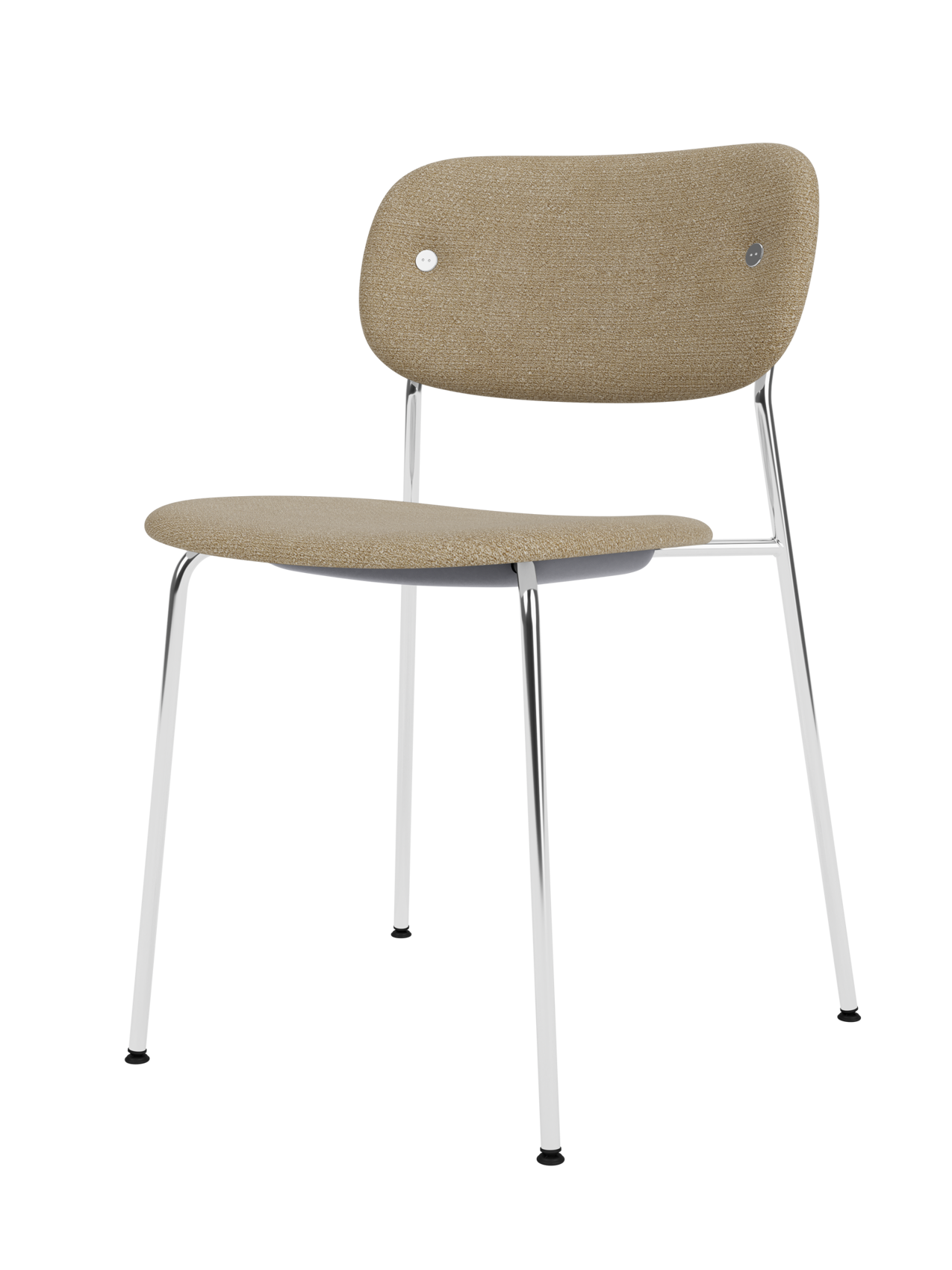 Chaise de salle à manger contemporaine entièrement rembourrée Piètement chromé avec assise et dossier rembourrés