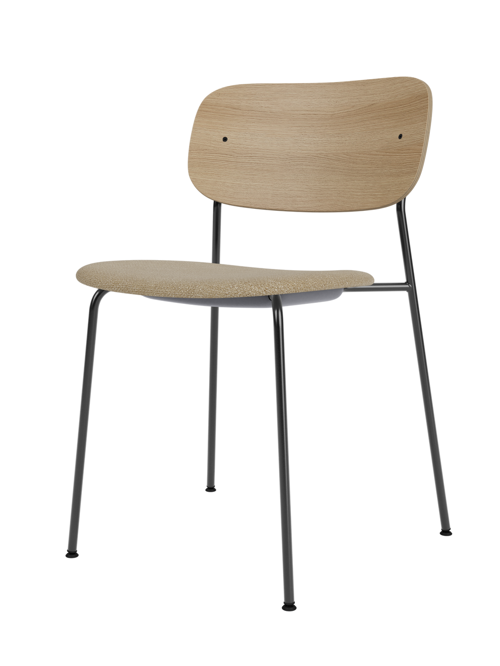 Chaise de salle à manger contemporaine rembourrée, piètement noir, empilable pour salle à manger et bureau