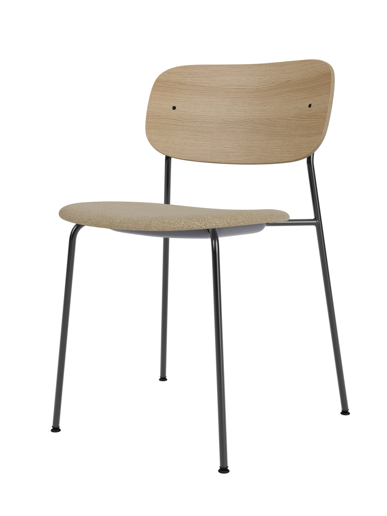 Chaise de salle à manger contemporaine rembourrée, piètement noir, empilable pour salle à manger et bureau