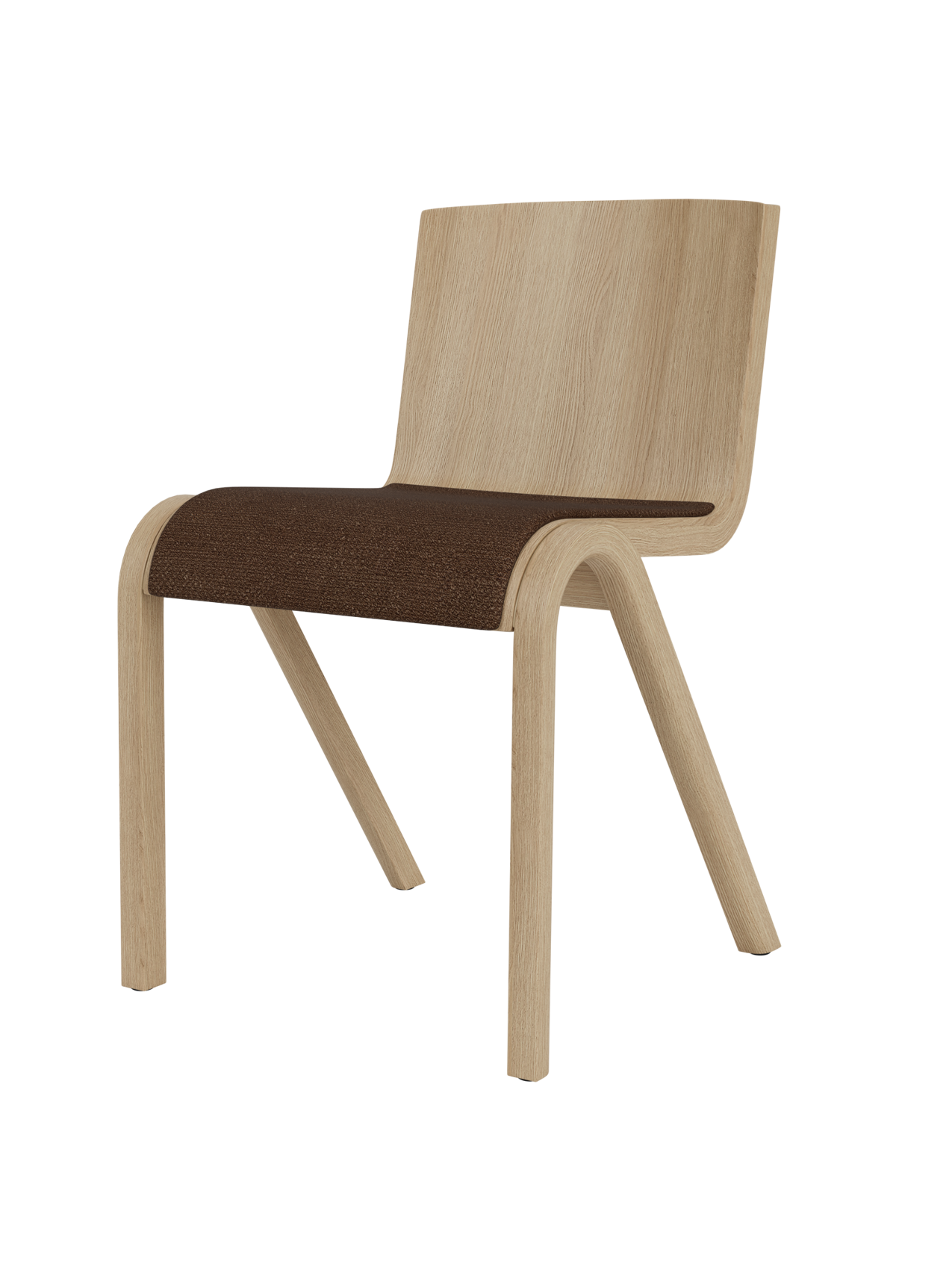 Chaise de salle à manger en placage de chêne scandinave avec assise rembourrée et design empilable en porte-à-faux pour salle à manger