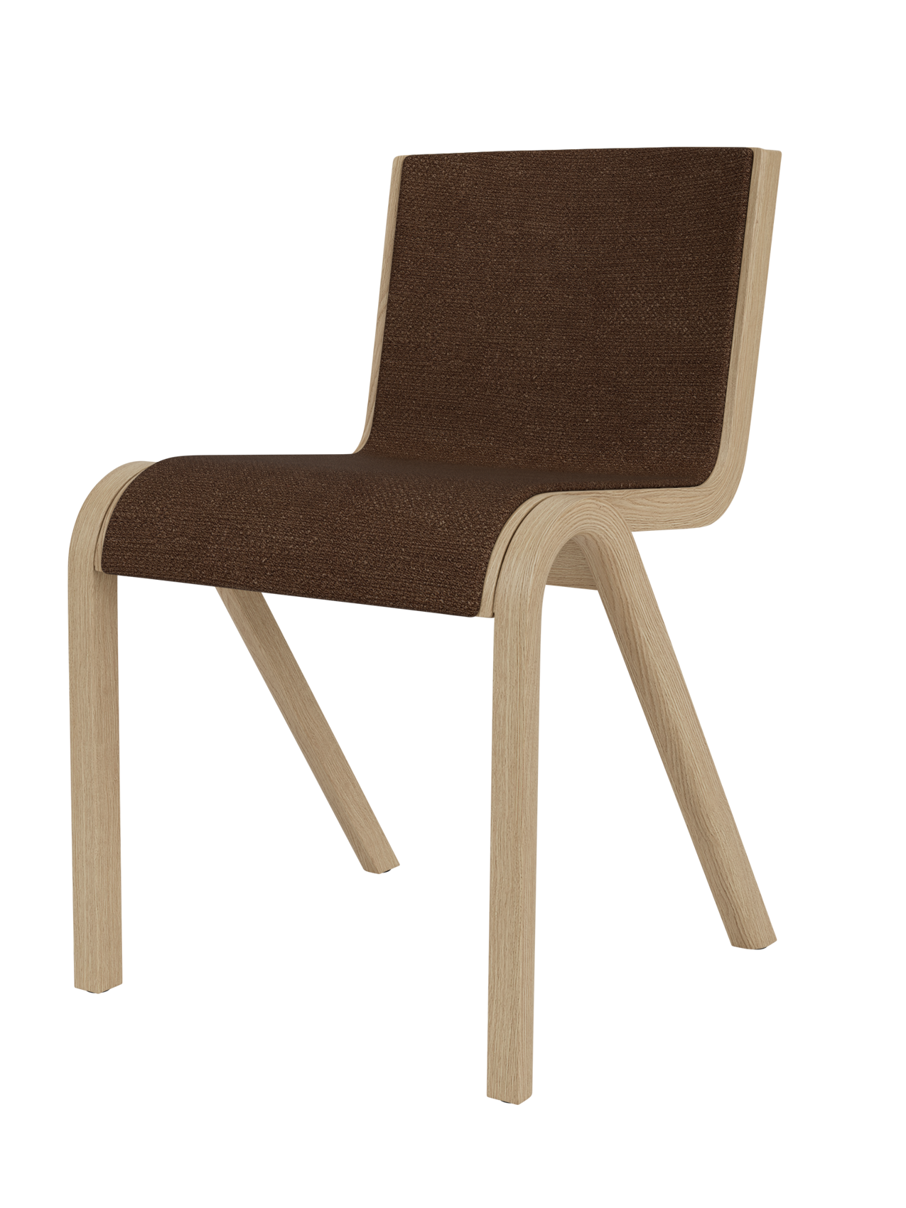 Chaise de salle à manger en placage de chêne scandinave, rembourrée à l'avant, avec conception en porte-à-faux empilable pour salle à manger