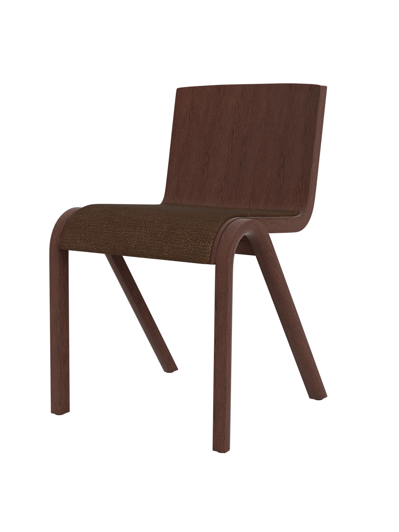 Chaise de salle à manger en placage de chêne scandinave avec assise rembourrée et design empilable en porte-à-faux pour salle à manger