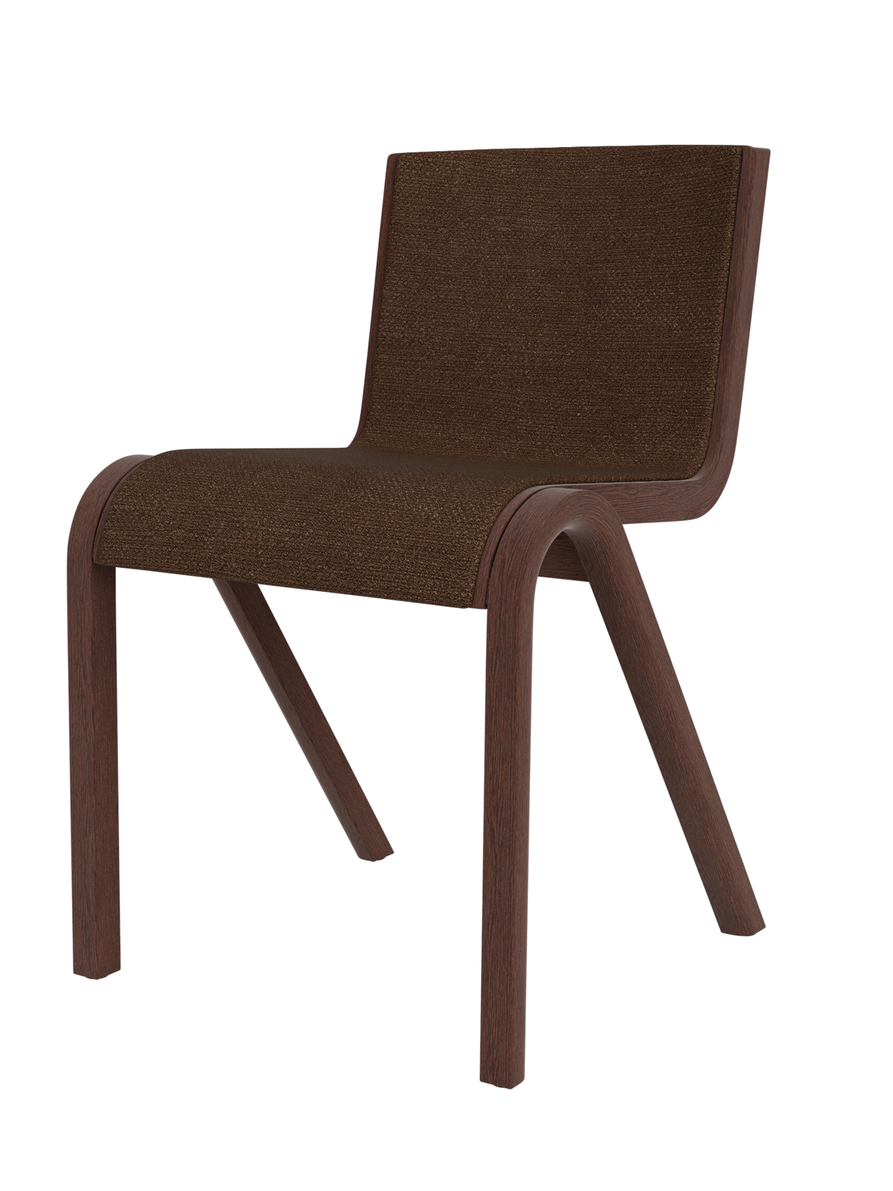 Chaise de salle à manger en placage de chêne scandinave, rembourrée à l'avant, avec conception en porte-à-faux empilable pour salle à manger