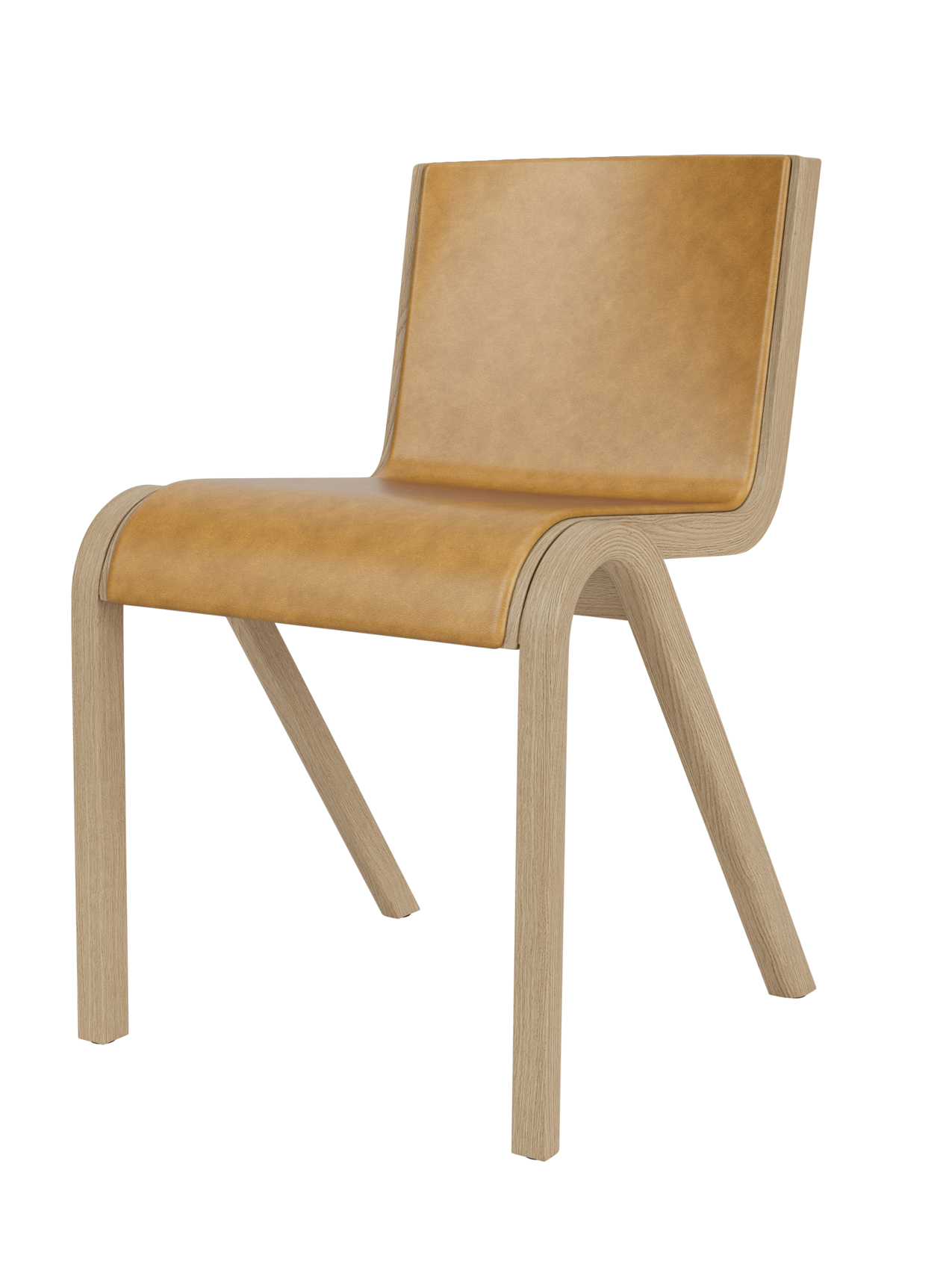 Chaise de salle à manger en placage de chêne scandinave, rembourrée à l'avant, avec conception en porte-à-faux empilable pour salle à manger