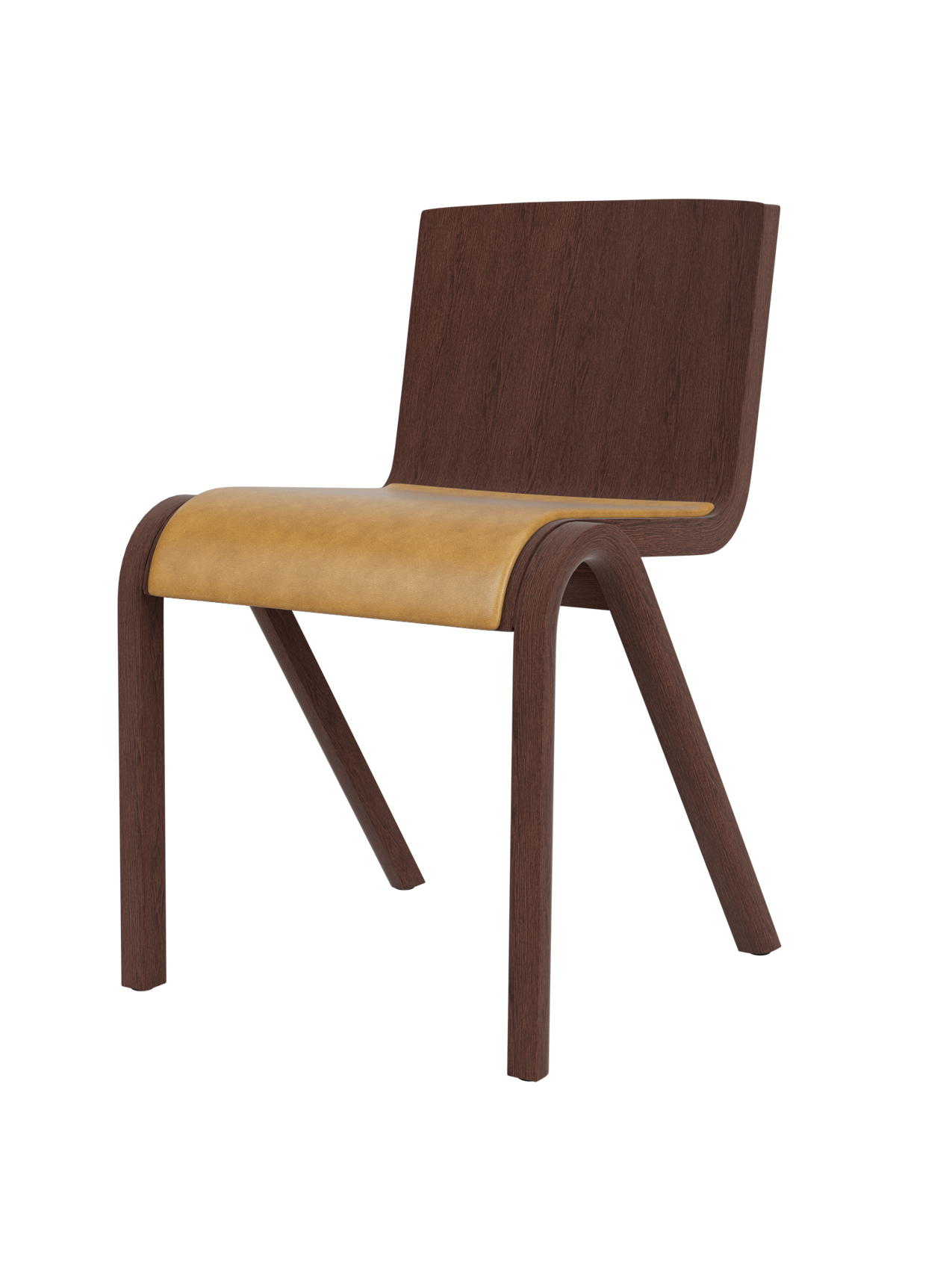 Chaise de salle à manger en placage de chêne scandinave avec assise rembourrée et design empilable en porte-à-faux pour salle à manger