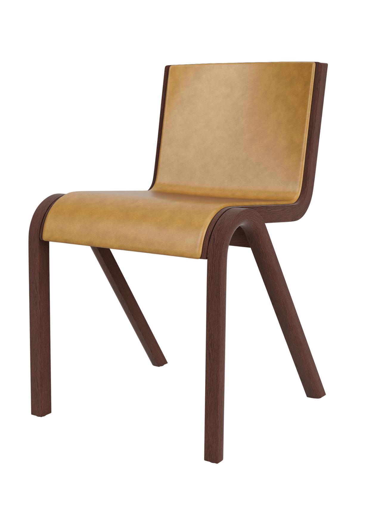 Chaise de salle à manger en placage de chêne scandinave, rembourrée à l'avant, avec conception en porte-à-faux empilable pour salle à manger