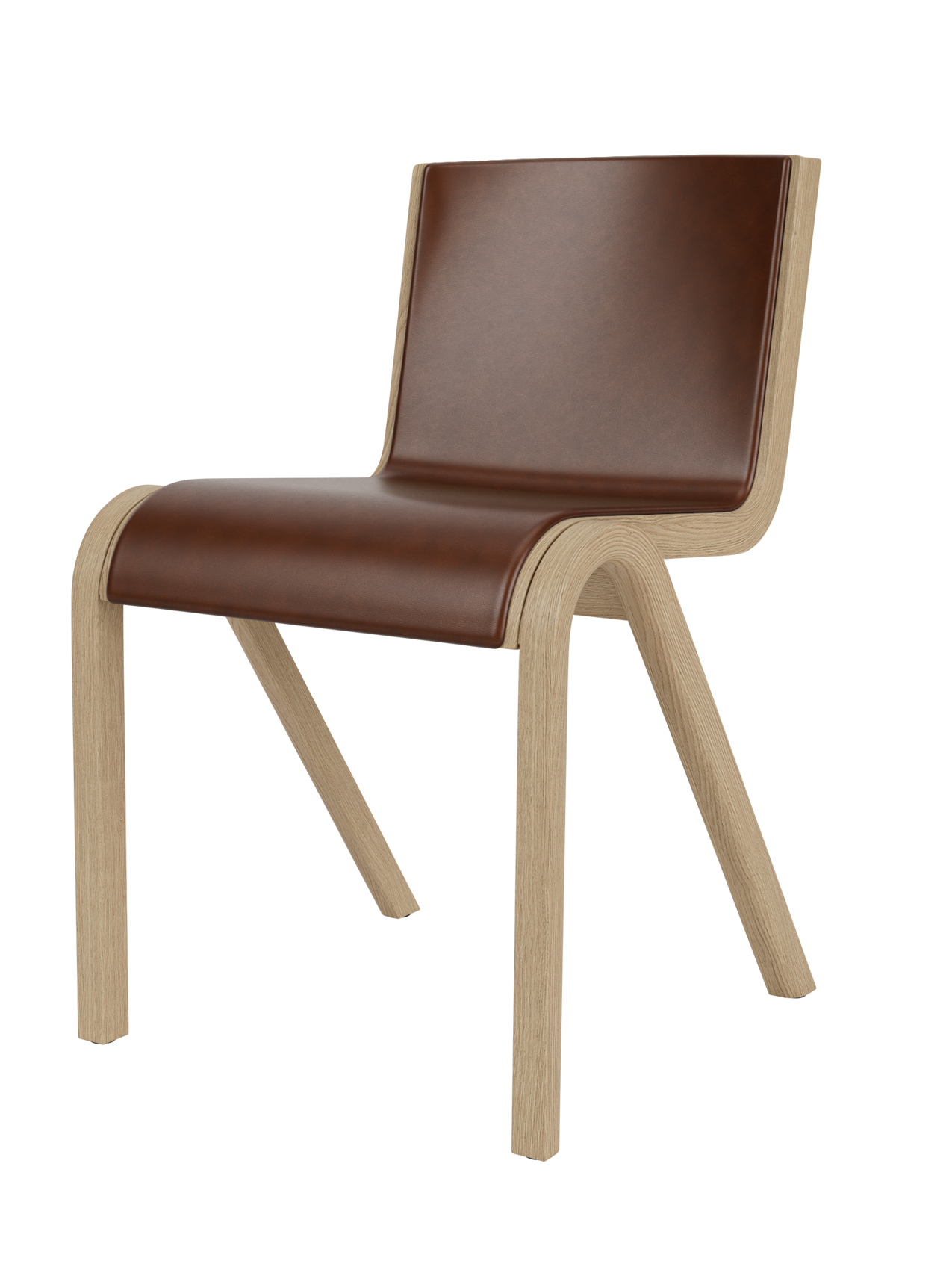 Chaise de salle à manger en placage de chêne scandinave, rembourrée à l'avant, avec conception en porte-à-faux empilable pour salle à manger