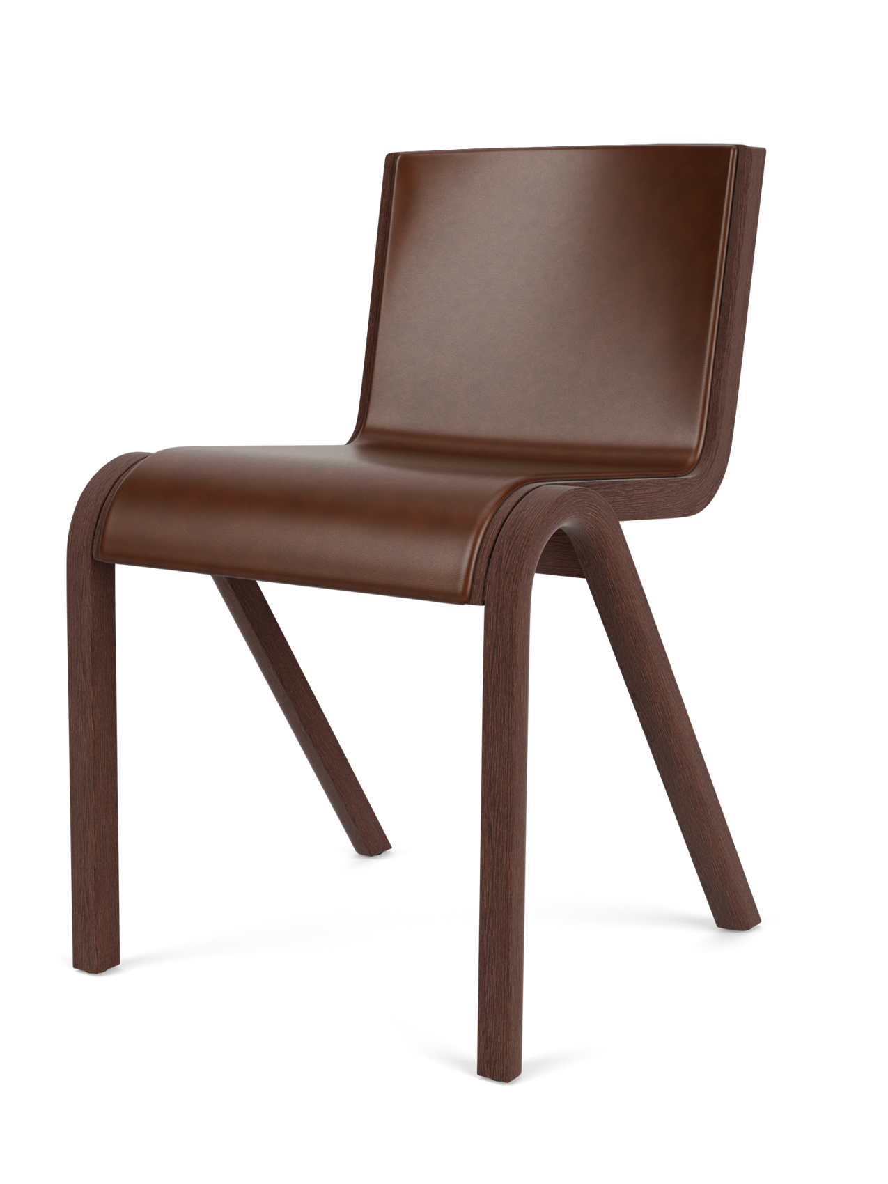 Chaise de salle à manger en placage de chêne scandinave, rembourrée à l'avant, avec conception en porte-à-faux empilable pour salle à manger