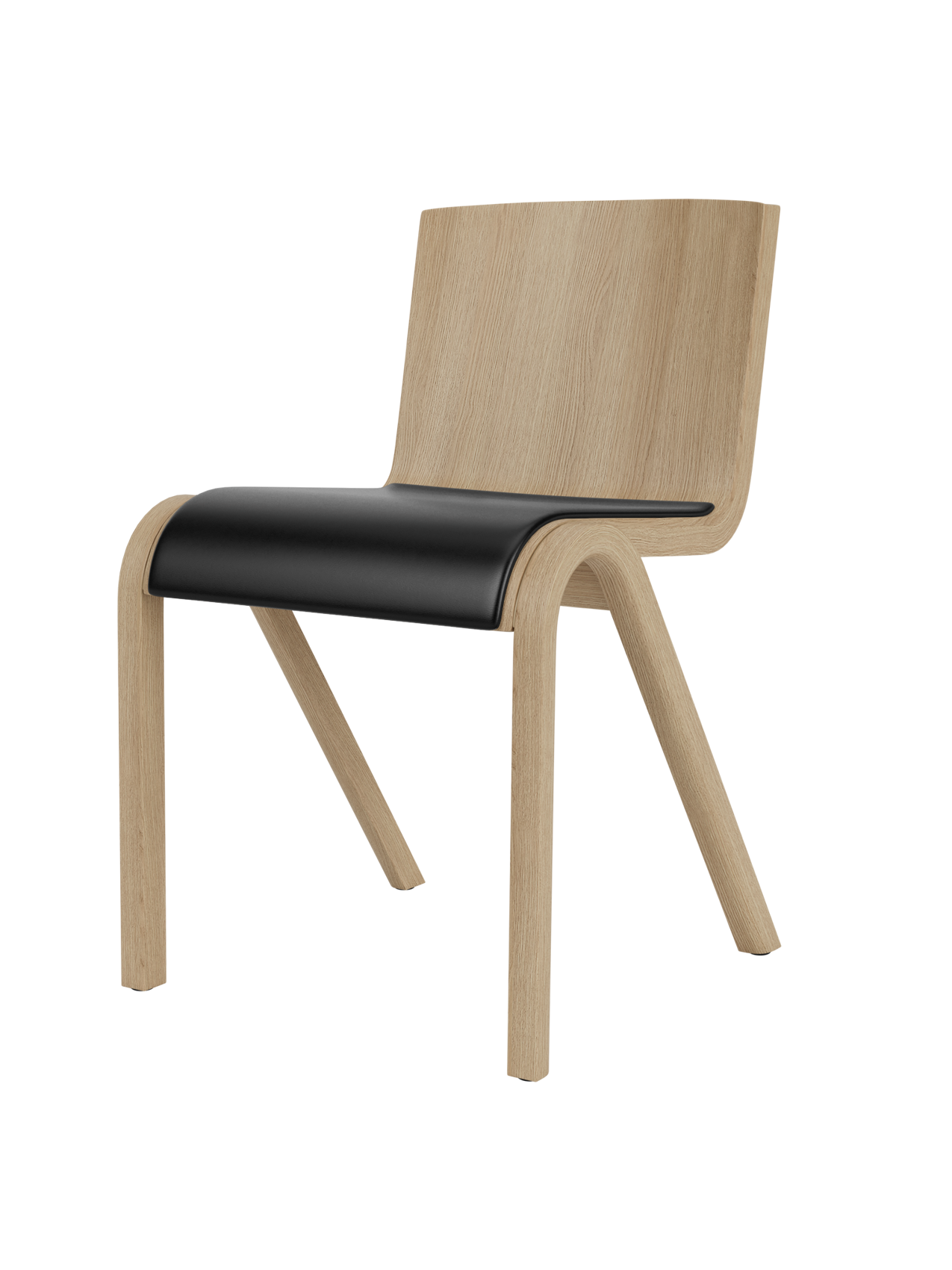 Chaise de salle à manger en placage de chêne scandinave avec assise rembourrée et design empilable en porte-à-faux pour salle à manger