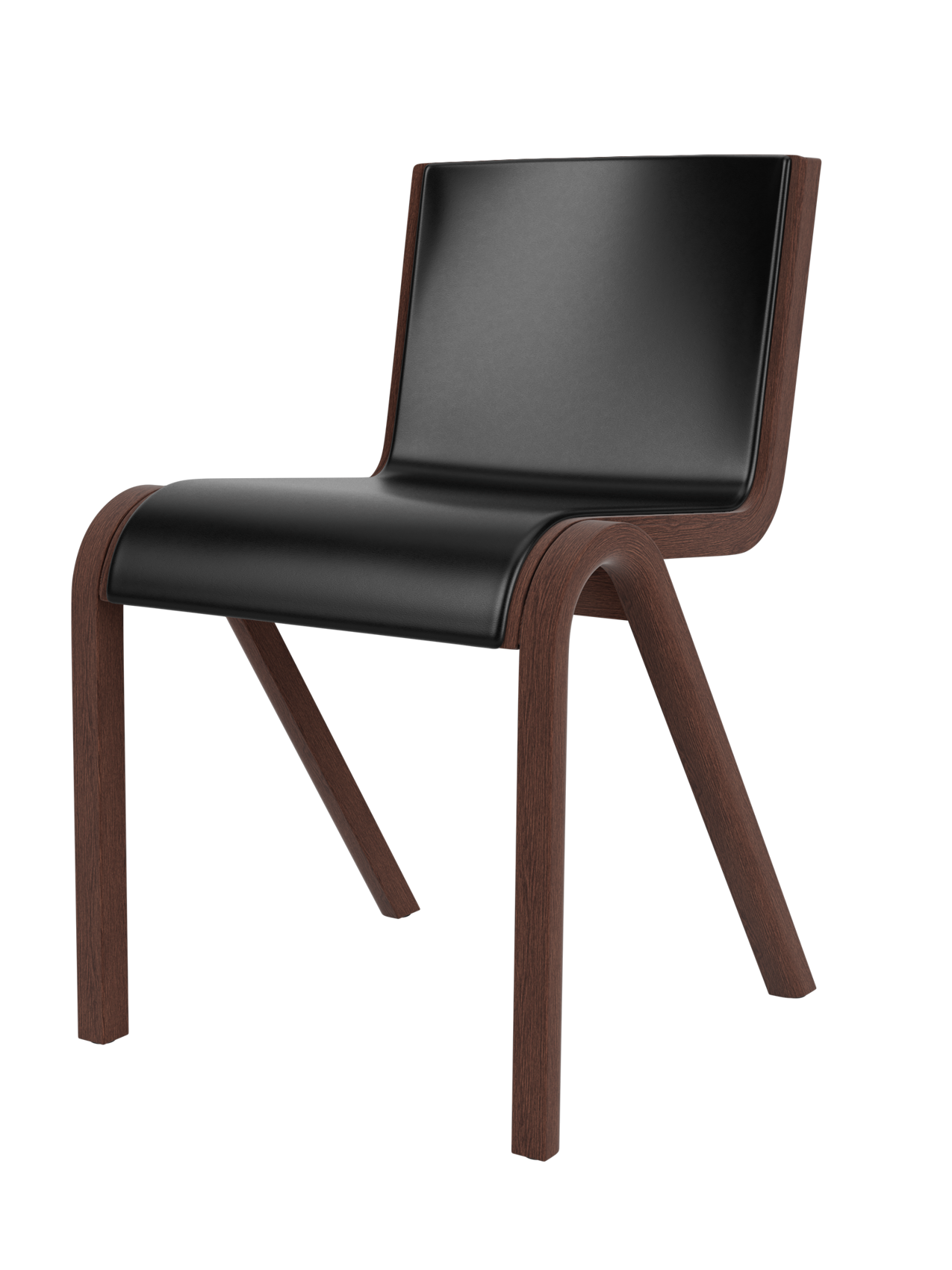 Chaise de salle à manger en placage de chêne scandinave, rembourrée à l'avant, avec conception en porte-à-faux empilable pour salle à manger
