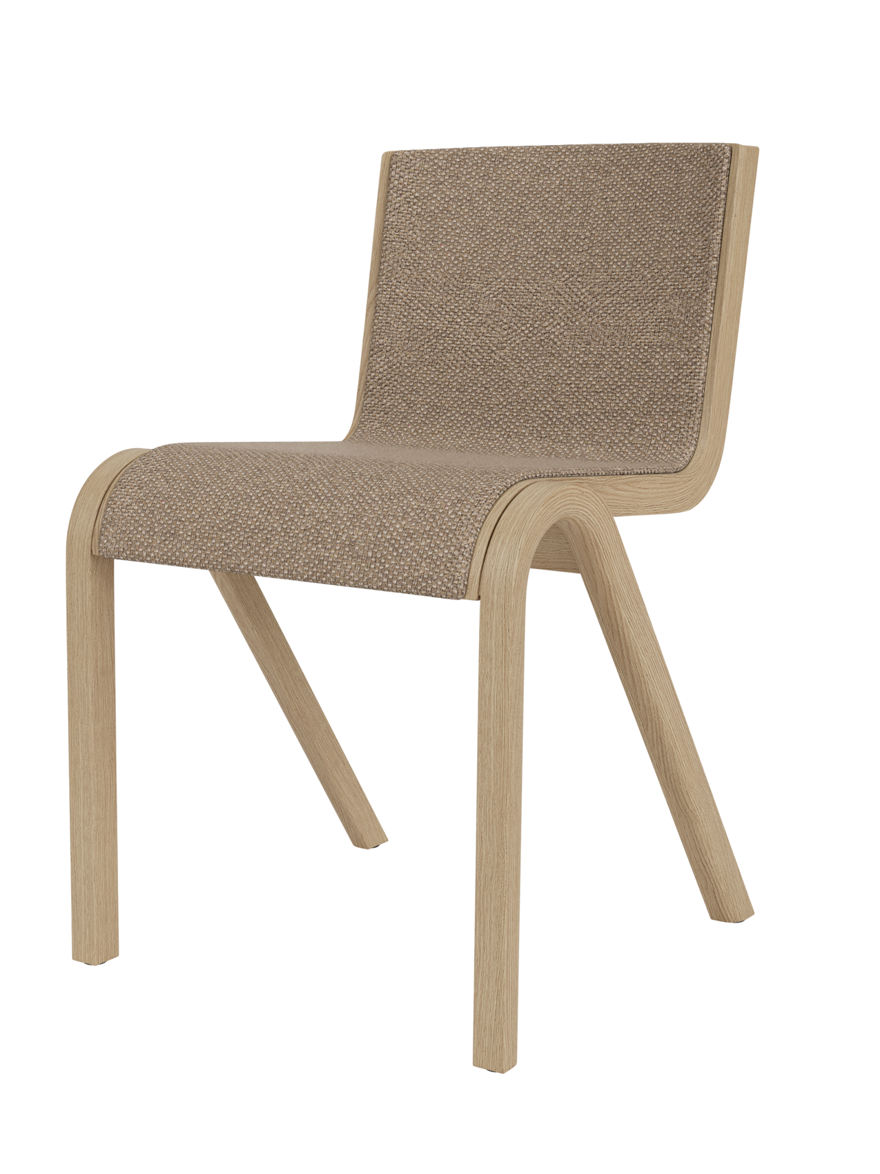 Chaise de salle à manger en placage de chêne scandinave, rembourrée à l'avant, avec conception en porte-à-faux empilable pour salle à manger
