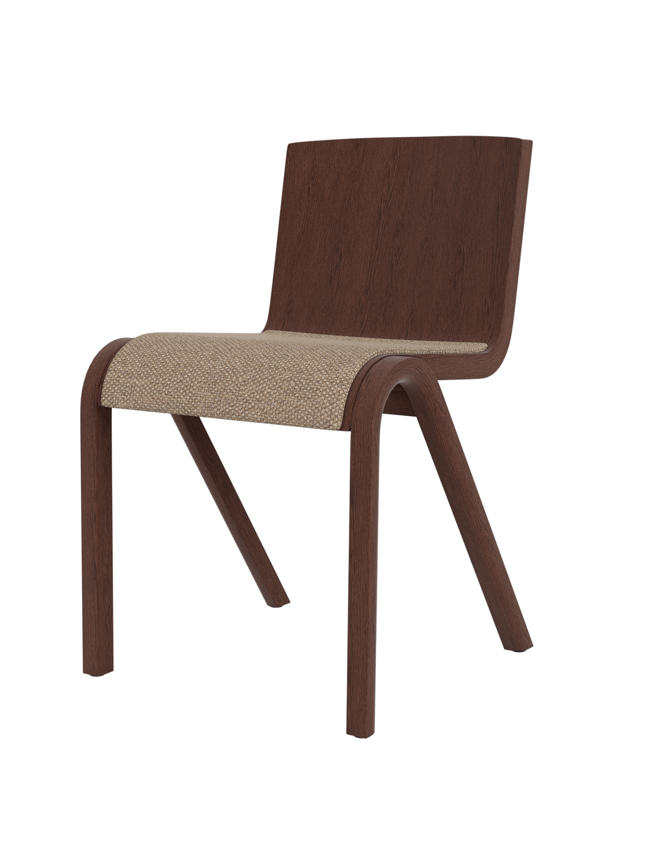 Chaise de salle à manger en placage de chêne scandinave avec assise rembourrée et design empilable en porte-à-faux pour salle à manger