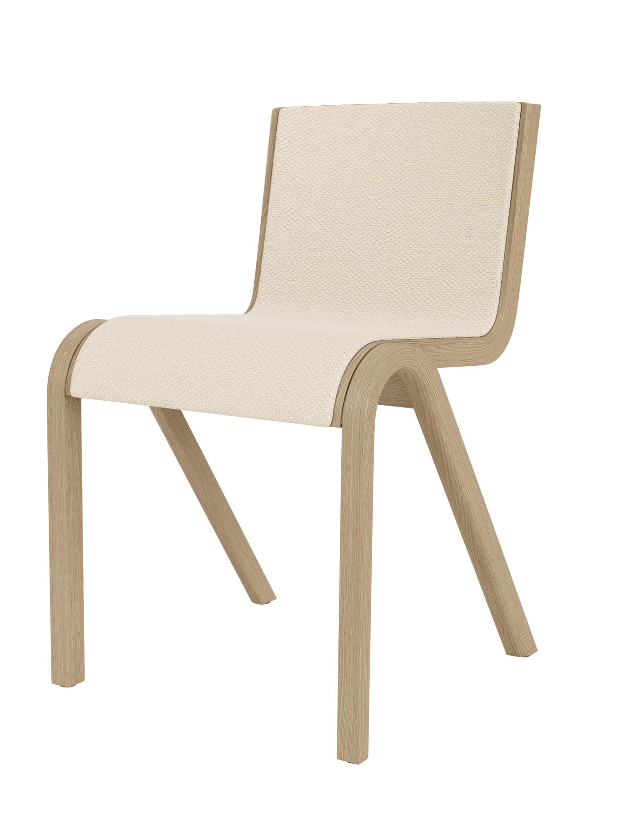Chaise de salle à manger en placage de chêne scandinave, rembourrée à l'avant, avec conception en porte-à-faux empilable pour salle à manger