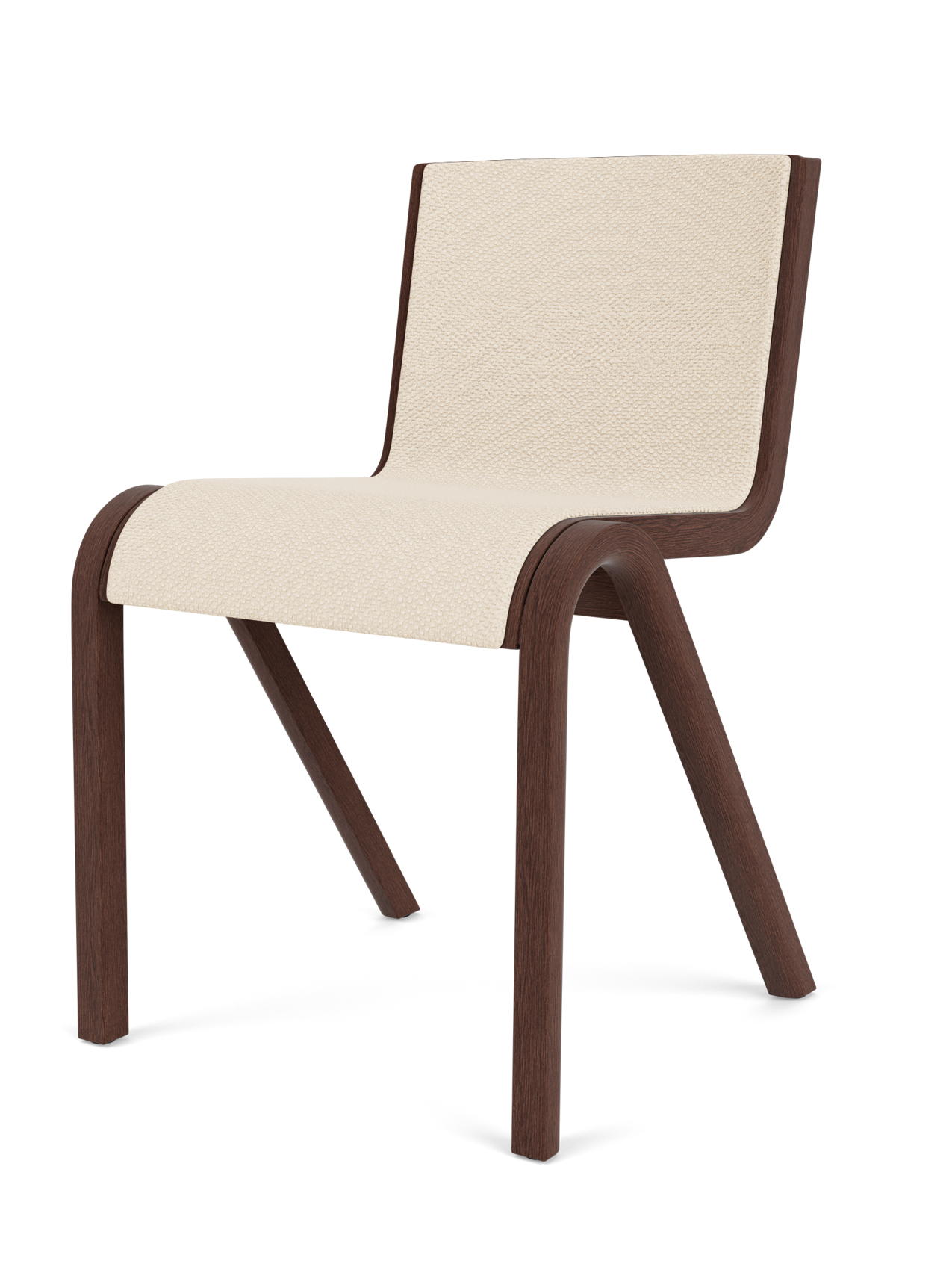 Chaise de salle à manger en placage de chêne scandinave, rembourrée à l'avant, avec conception en porte-à-faux empilable pour salle à manger