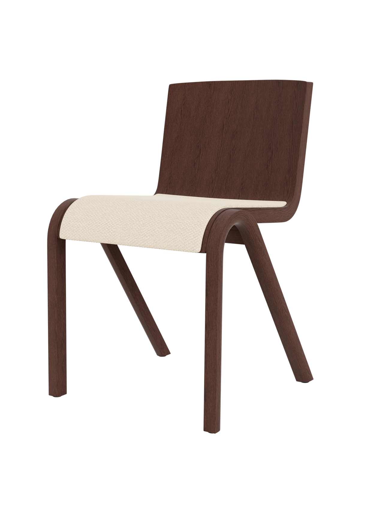 Chaise de salle à manger en placage de chêne scandinave avec assise rembourrée et design empilable en porte-à-faux pour salle à manger