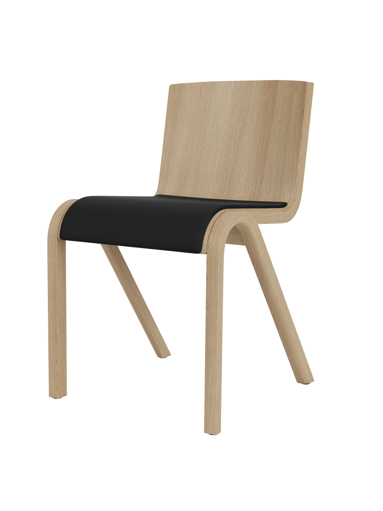 Chaise de salle à manger en placage de chêne scandinave avec assise rembourrée et design empilable en porte-à-faux pour salle à manger
